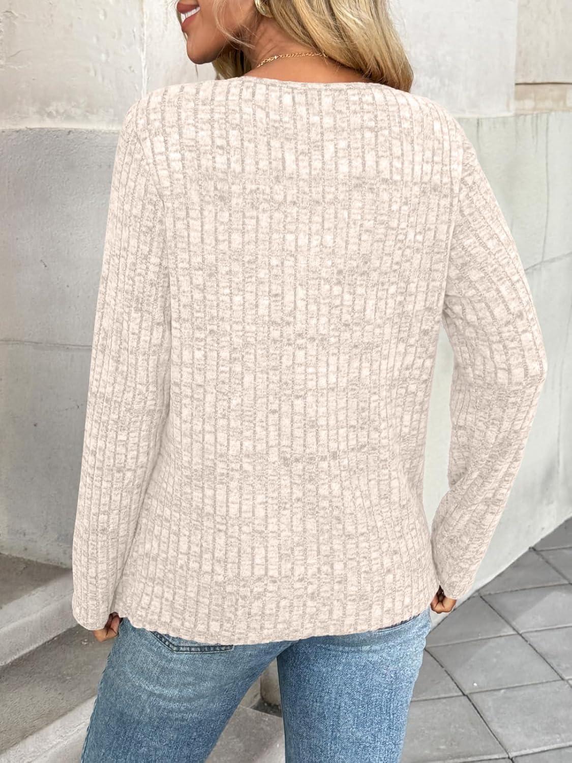 imageAUTOMET Long Sleeve Shirts Womens Tops Fall Fashion Business Casual Outfits 2025 V Neck T Shirts Sweaters Trendy BlouseApricot