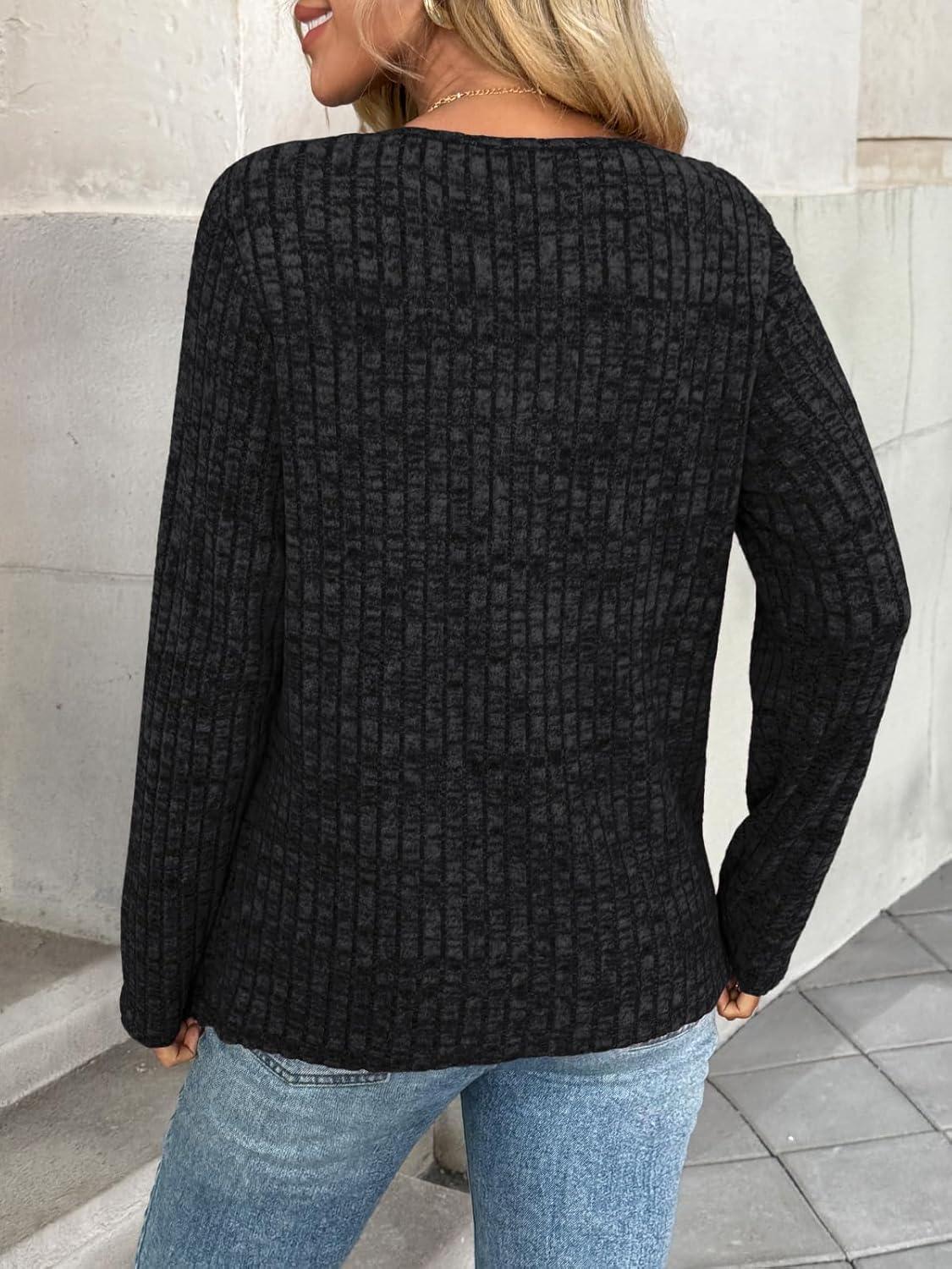 imageAUTOMET Long Sleeve Shirts Womens Tops Fall Fashion Business Casual Outfits 2025 V Neck T Shirts Sweaters Trendy BlouseBlack