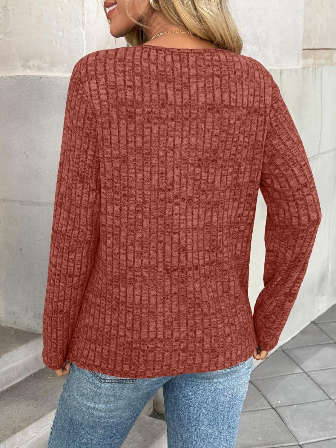 imageAUTOMET Long Sleeve Shirts Womens Tops Fall Fashion Business Casual Outfits 2025 V Neck T Shirts Sweaters Trendy BlouseCaramel