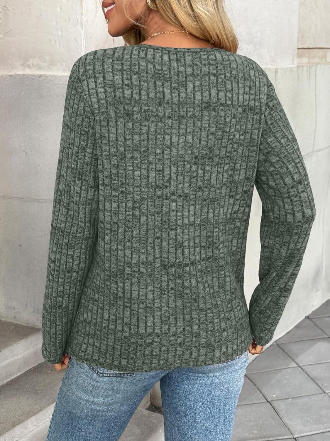 imageAUTOMET Long Sleeve Shirts Womens Tops Fall Fashion Business Casual Outfits 2025 V Neck T Shirts Sweaters Trendy BlouseGreen