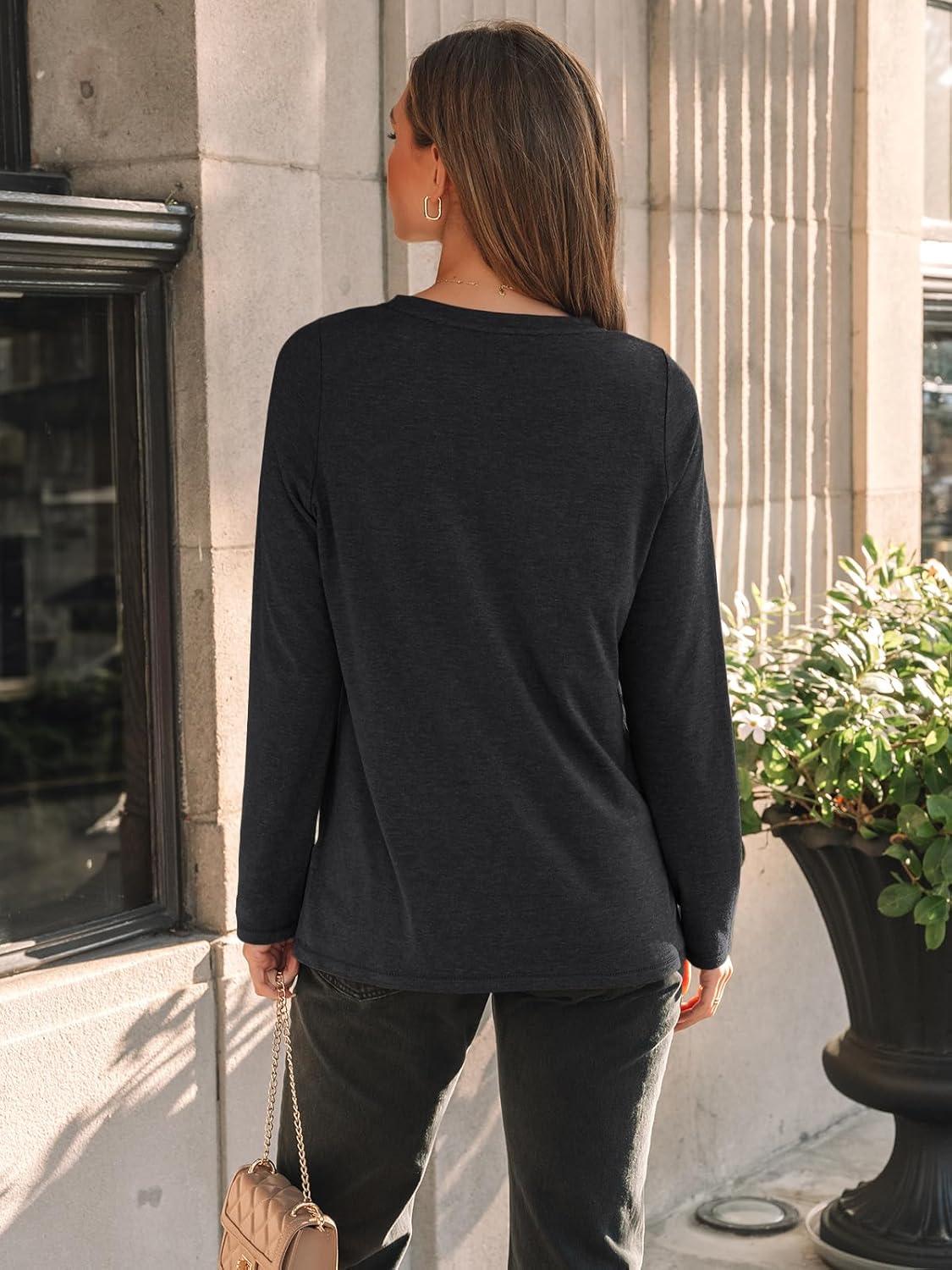 imageAUTOMET Long Sleeve Shirts for Women Basic Business Casual Tops Work Clothes 2025 Fall Fashion OutfitsBlack