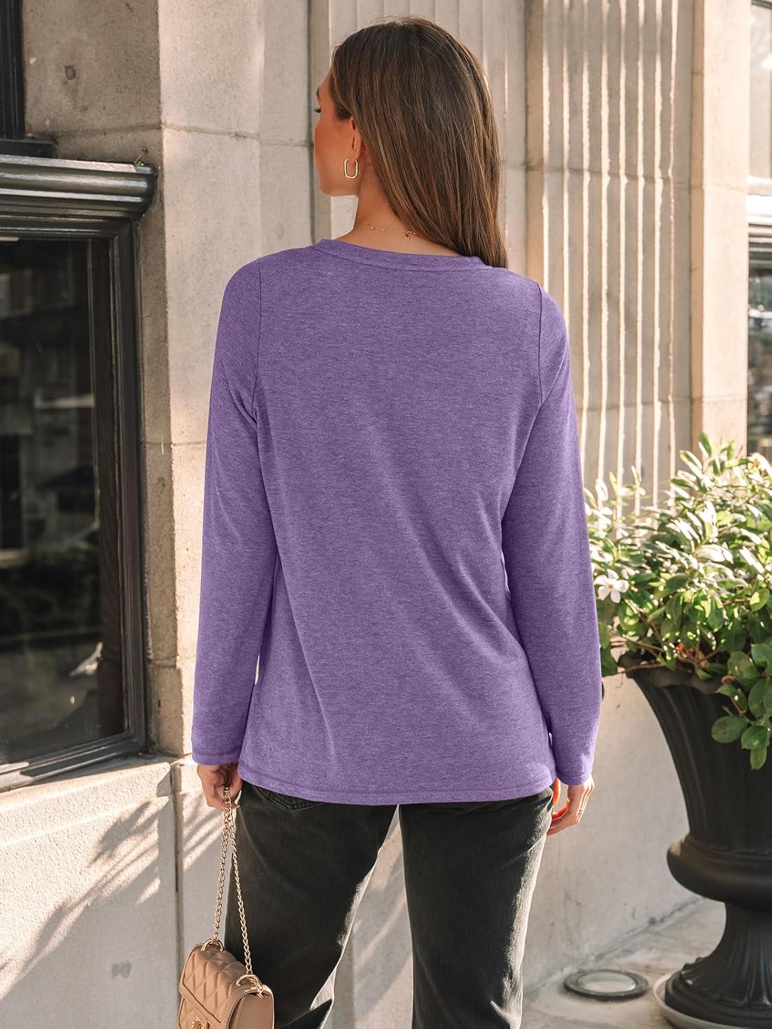imageAUTOMET Long Sleeve Shirts for Women Basic Business Casual Tops Work Clothes 2025 Fall Fashion OutfitsPurple