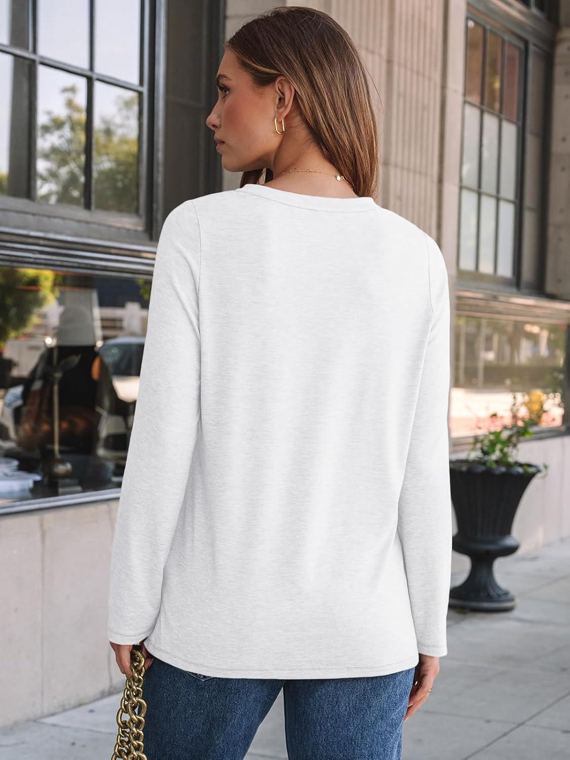 imageAUTOMET Long Sleeve Shirts for Women Basic Business Casual Tops Work Clothes 2025 Fall Fashion OutfitsWhite