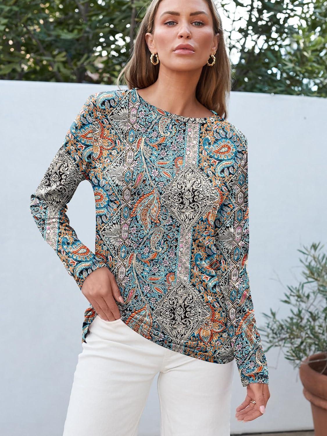 imageAUTOMET Long Sleeve Shirts for Women Business Casual Tops Fall Fashion Clothes Workout Plus Size Teacher Winter Outfits 2025Bohoblue