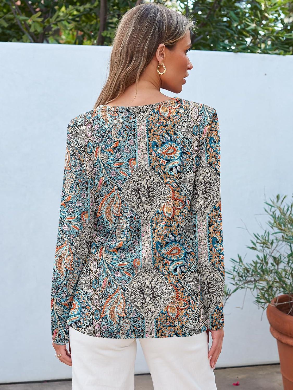 imageAUTOMET Long Sleeve Shirts for Women Business Casual Tops Fall Fashion Clothes Workout Plus Size Teacher Winter Outfits 2025Bohoblue