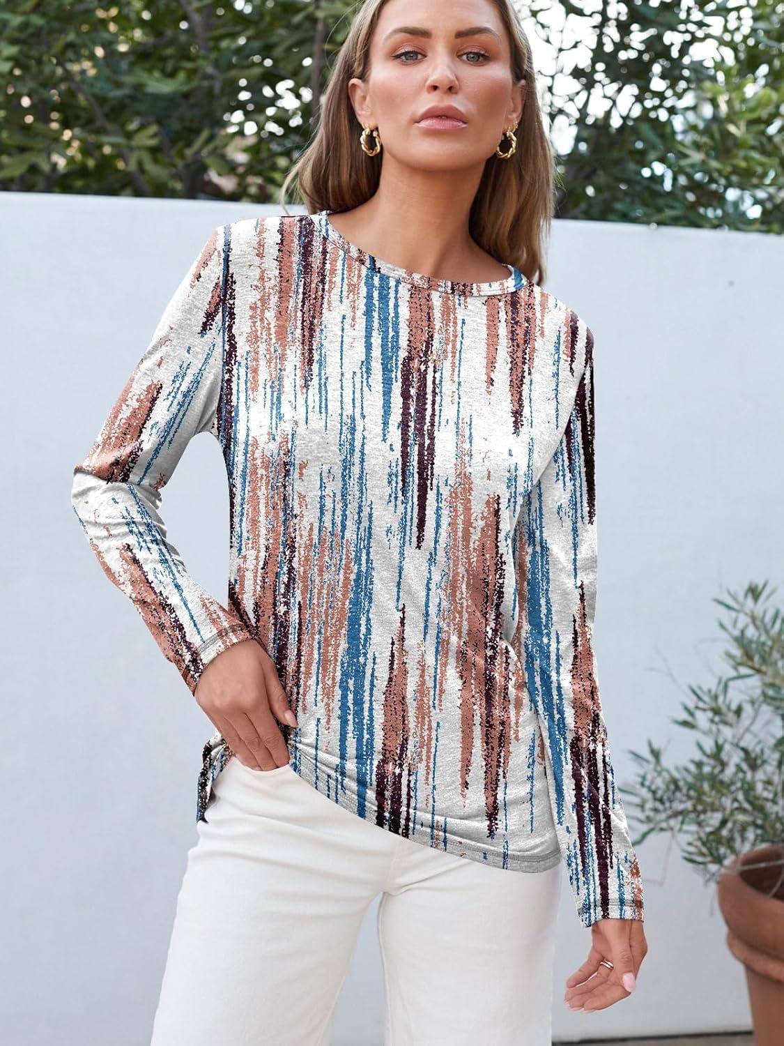 imageAUTOMET Long Sleeve Shirts for Women Business Casual Tops Fall Fashion Clothes Workout Plus Size Teacher Winter Outfits 2025Gradientmulti