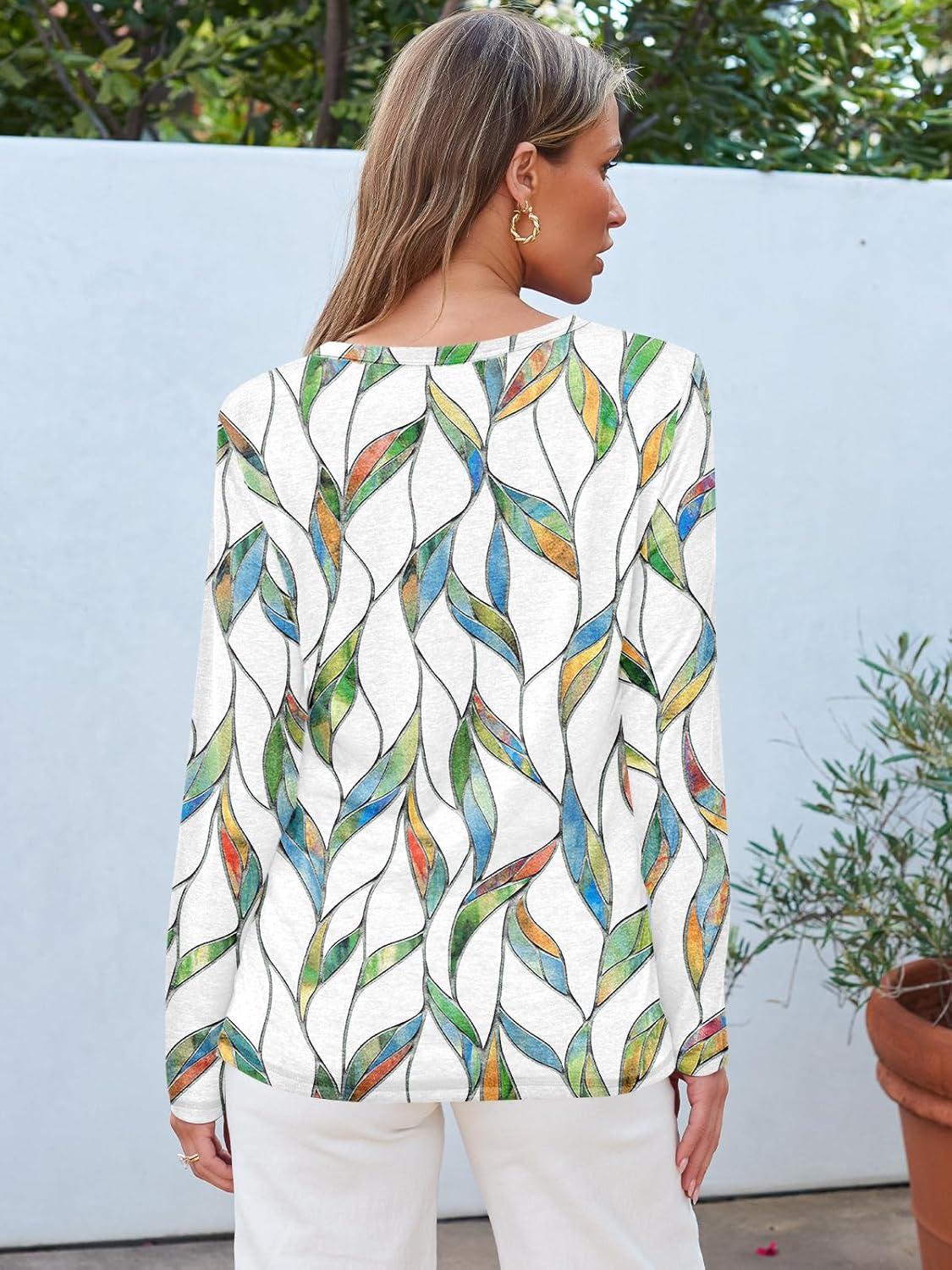 imageAUTOMET Long Sleeve Shirts for Women Business Casual Tops Fall Fashion Clothes Workout Plus Size Teacher Winter Outfits 2025Leafwhite