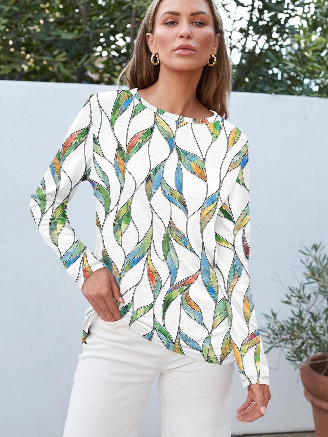 imageAUTOMET Long Sleeve Shirts for Women Business Casual Tops Fall Fashion Clothes Workout Plus Size Teacher Winter Outfits 2025Leafwhite