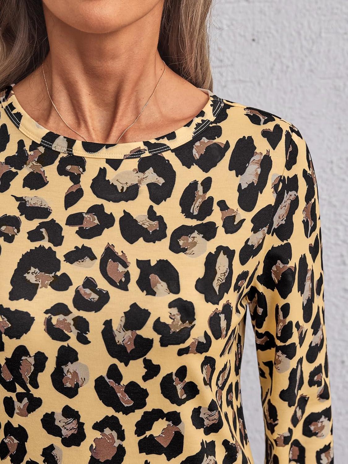 imageAUTOMET Long Sleeve Shirts for Women Business Casual Tops Fall Fashion Clothes Workout Plus Size Teacher Winter Outfits 2025Leopard2