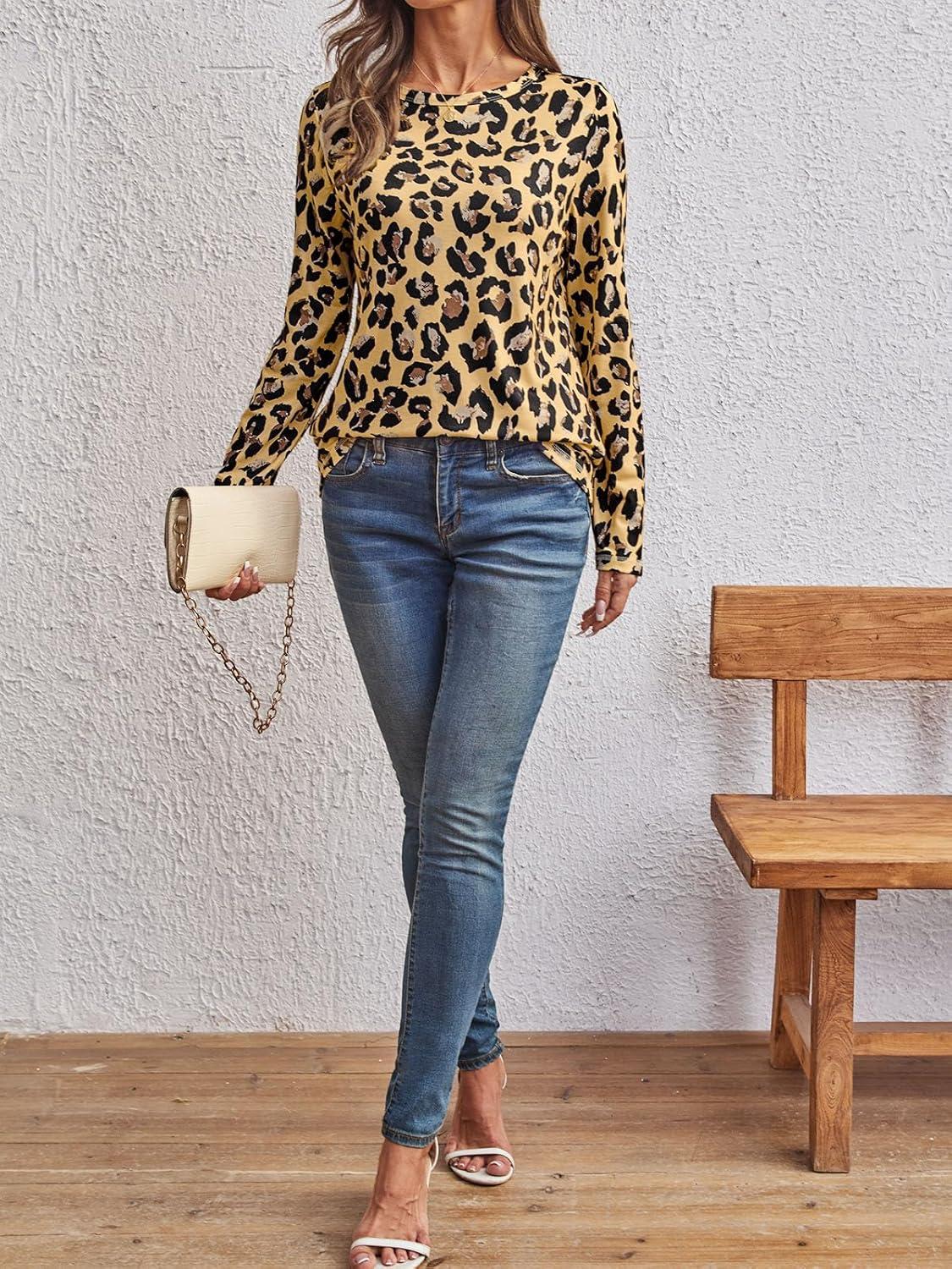 imageAUTOMET Long Sleeve Shirts for Women Business Casual Tops Fall Fashion Clothes Workout Plus Size Teacher Winter Outfits 2025Leopard2