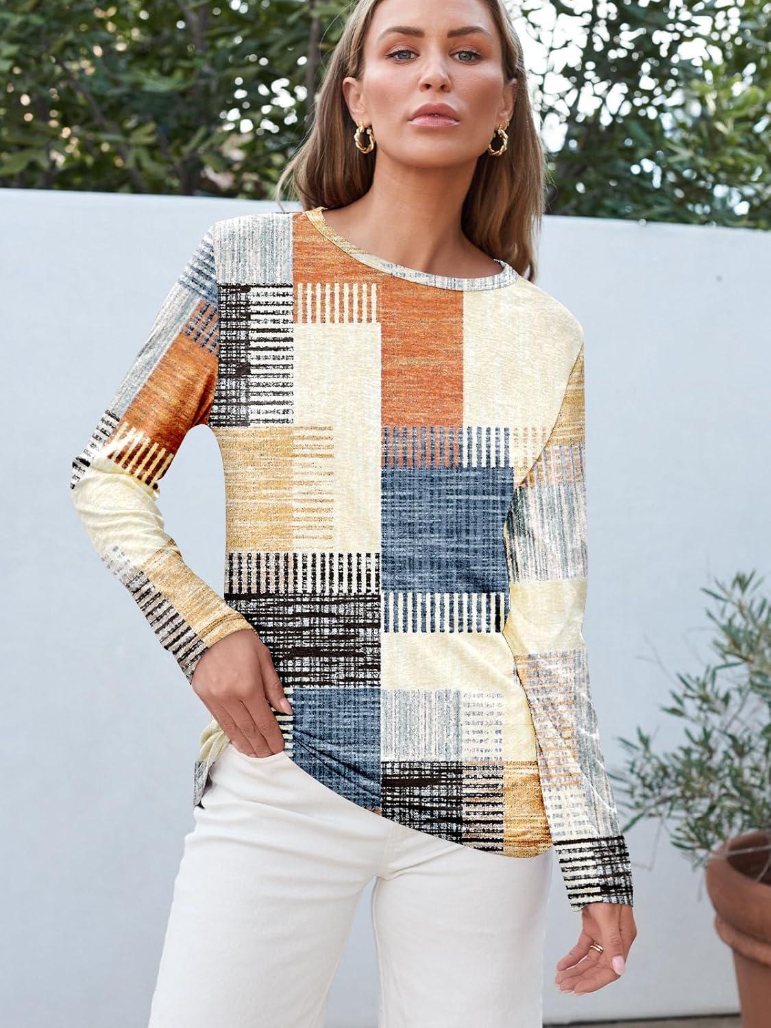 imageAUTOMET Long Sleeve Shirts for Women Business Casual Tops Fall Fashion Clothes Workout Plus Size Teacher Winter Outfits 2025Plaidmulti