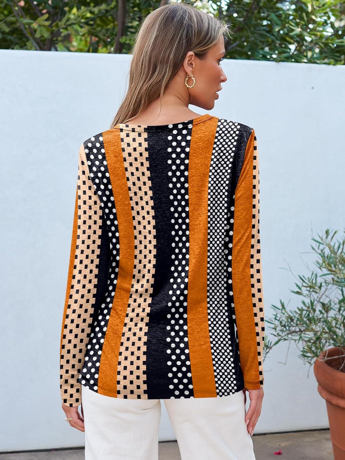 imageAUTOMET Long Sleeve Shirts for Women Business Casual Tops Fall Fashion Clothes Workout Plus Size Teacher Winter Outfits 2025Stripeddots