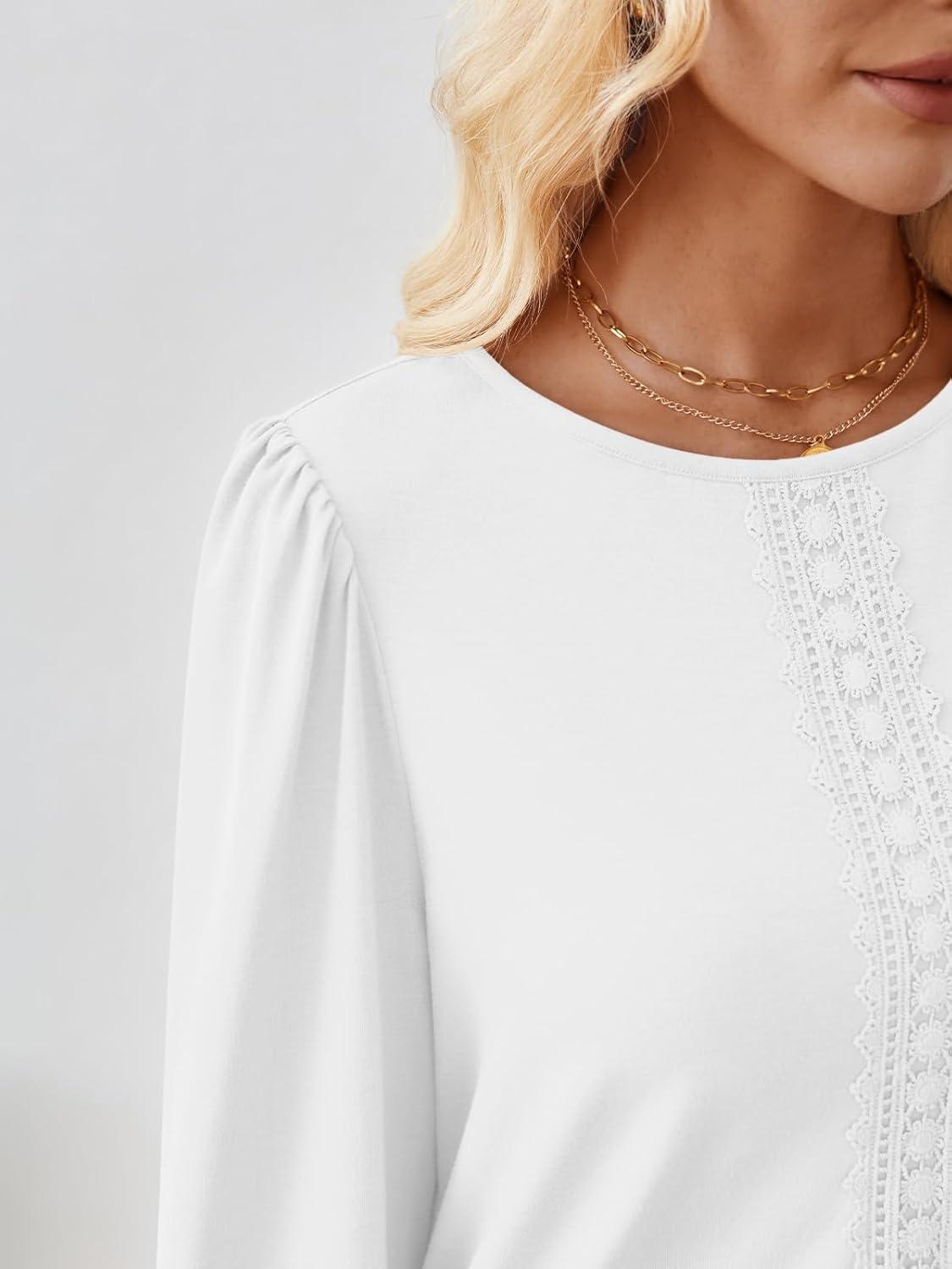 imageAUTOMET Long Sleeve Shirts for Women Business Dressy Casual Tops Work Blouses Pleated TunicsWhite