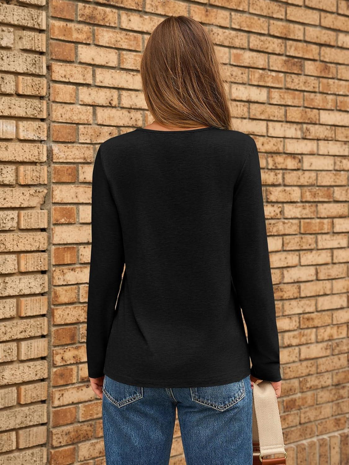 imageAUTOMET Long Sleeve Shirts for Women Pleated Dressy Casual Business Blouses Trendy Fashion Tunic Basic TopsBlack