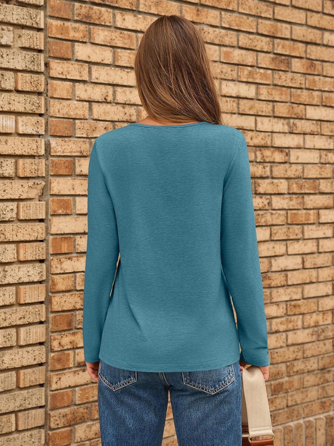 imageAUTOMET Long Sleeve Shirts for Women Pleated Dressy Casual Business Blouses Trendy Fashion Tunic Basic TopsBlue