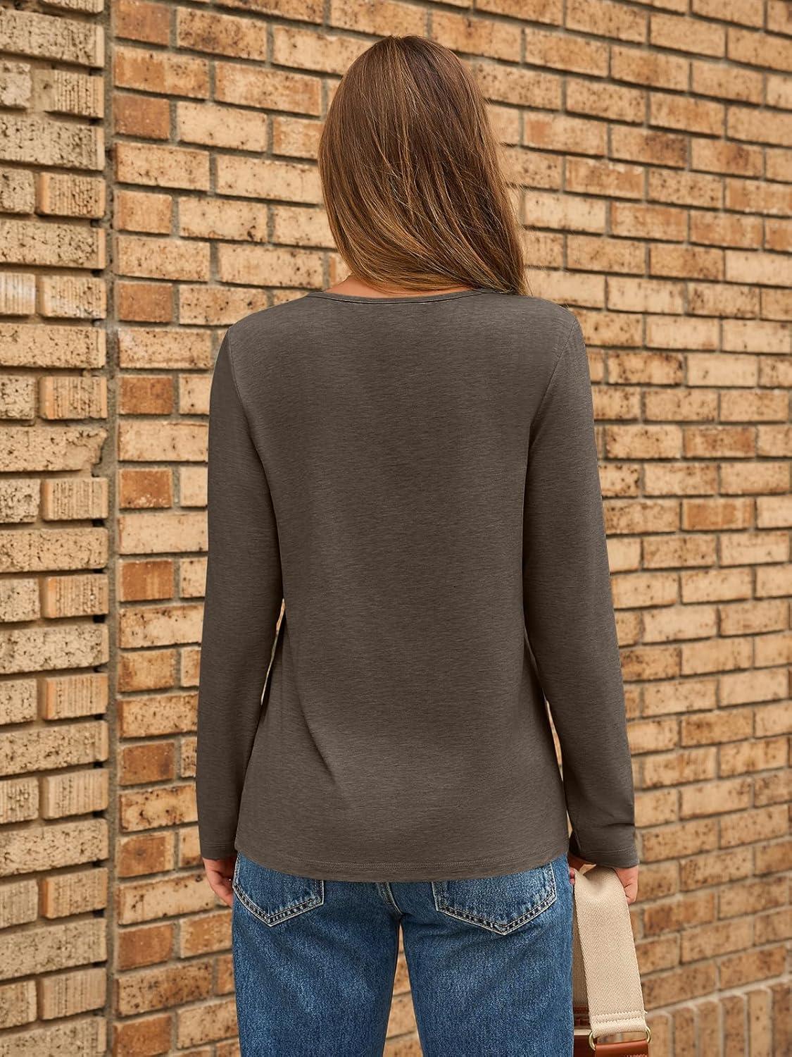 imageAUTOMET Long Sleeve Shirts for Women Pleated Dressy Casual Business Blouses Trendy Fashion Tunic Basic TopsCoffee Grey