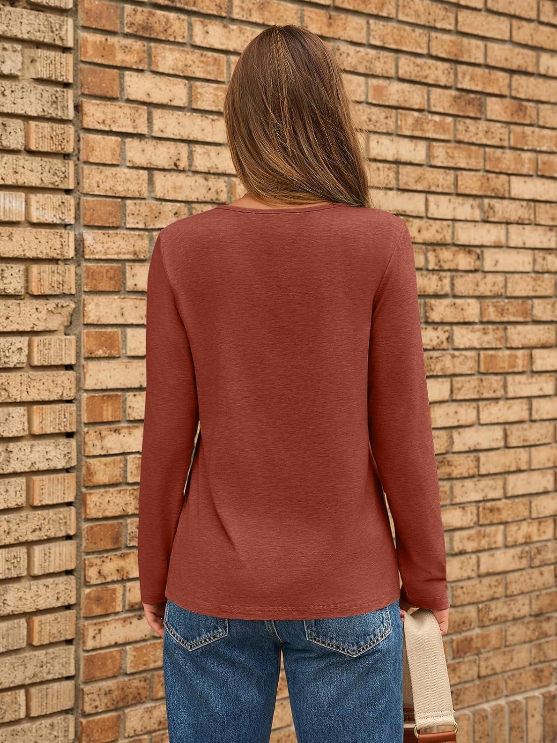 imageAUTOMET Long Sleeve Shirts for Women Pleated Dressy Casual Business Blouses Trendy Fashion Tunic Basic TopsMaple