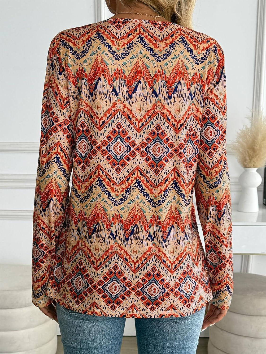 imageAUTOMET Long Sleeve Shirts for Women Tops V Neck Casual Top Comfortable Shirt Soft Basic Tees Women BlousesBohoprint2