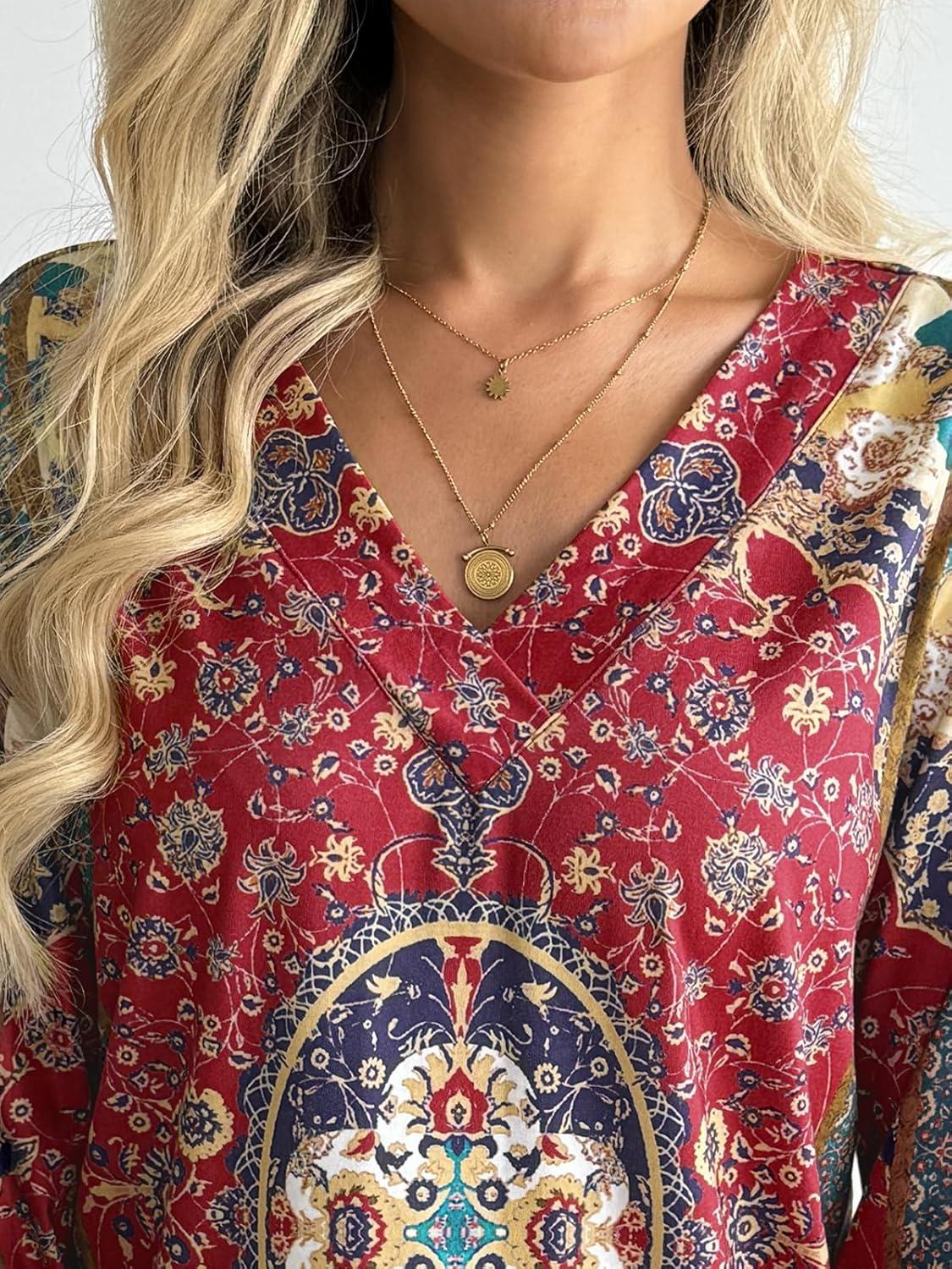 imageAUTOMET Long Sleeve Shirts for Women Tops V Neck Casual Top Comfortable Shirt Soft Basic Tees Women BlousesBohoprint4