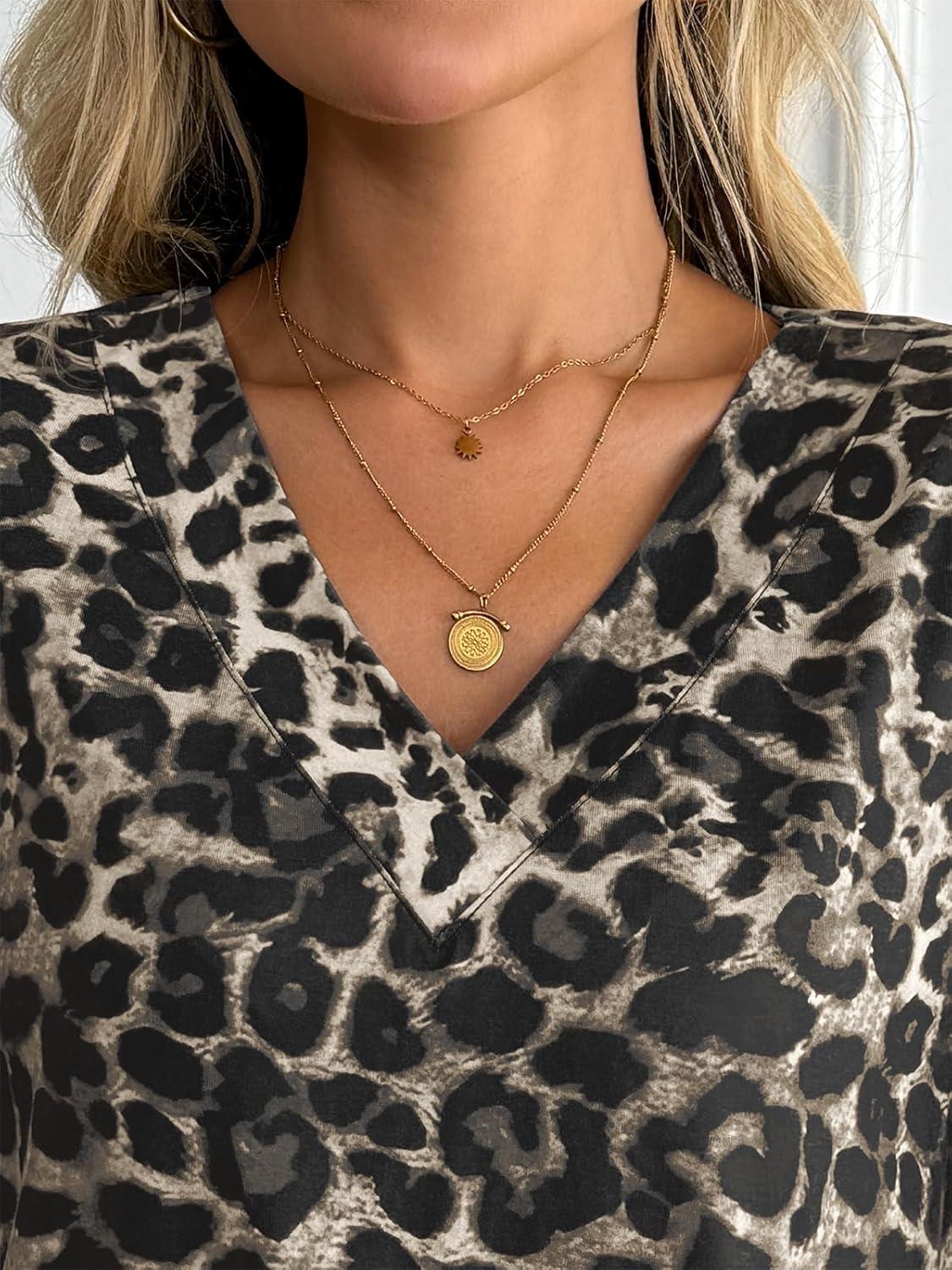 imageAUTOMET Long Sleeve Shirts for Women Tops V Neck Casual Top Comfortable Shirt Soft Basic Tees Women BlousesLeopardprint