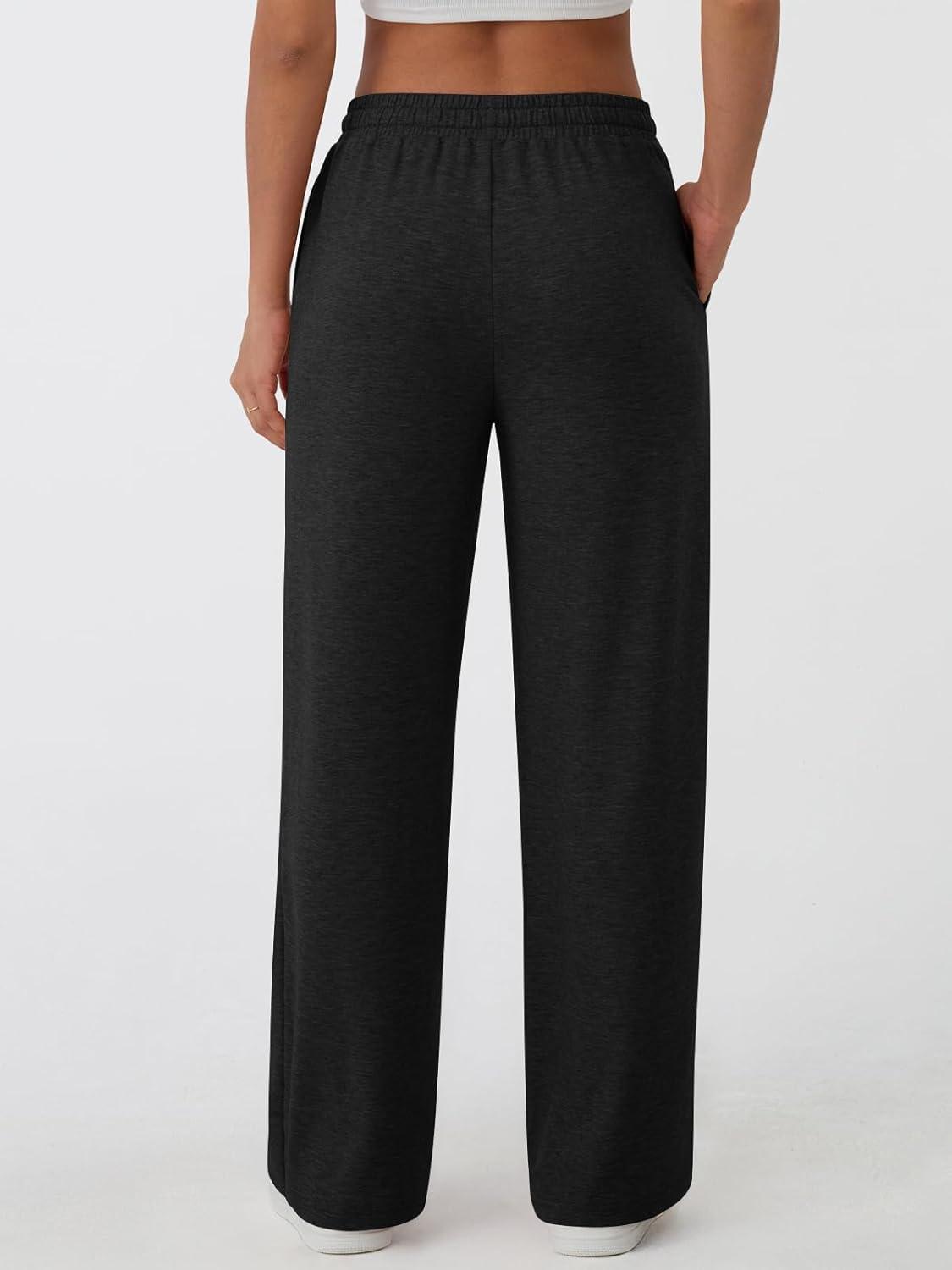 imageAUTOMET Lounge Pants Women Wide Leg Casual Sweatpants Baggy Workout Sweat Pajamas Pants Fall Fashion Outfits with PocketsBlack