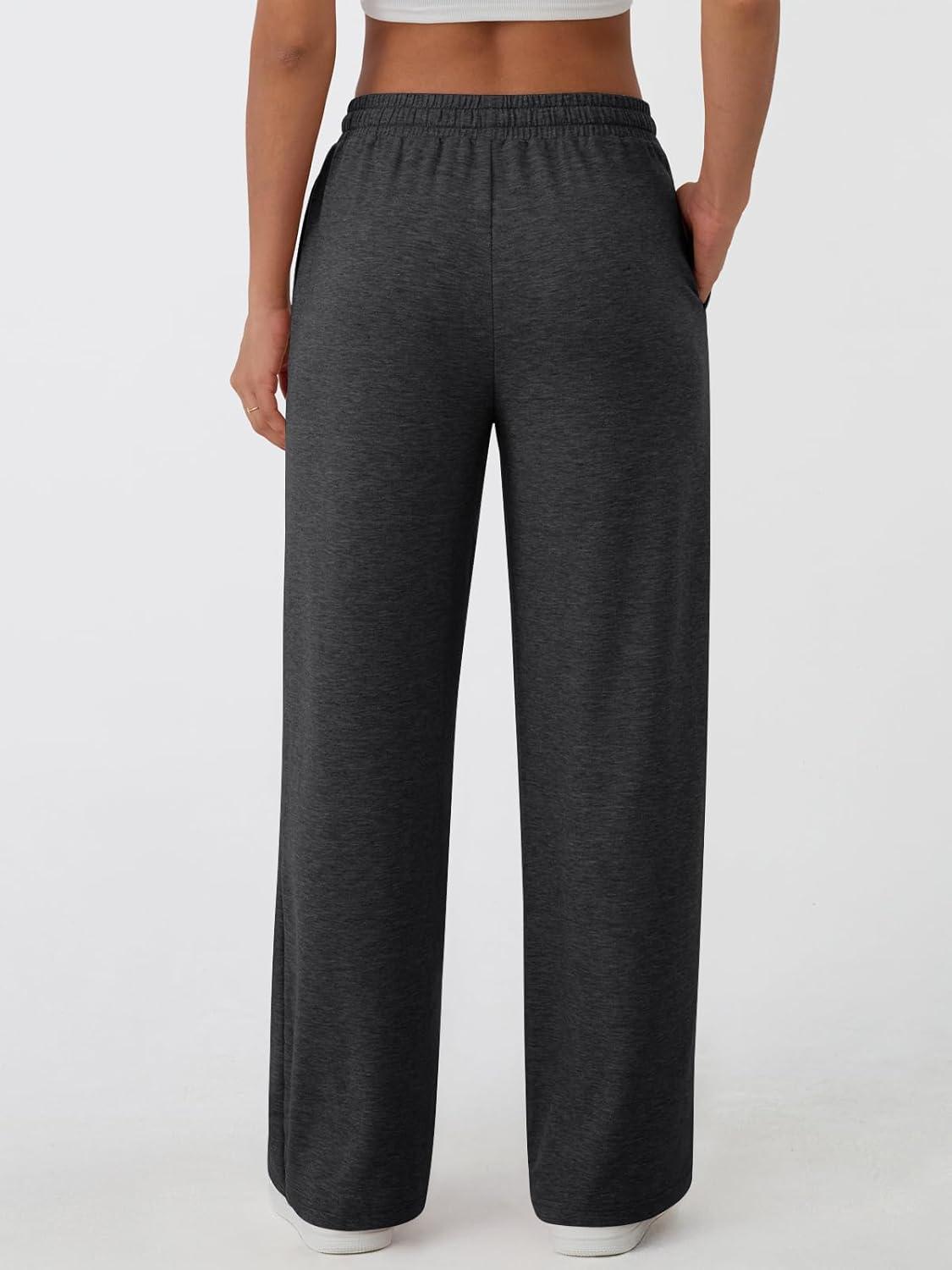 imageAUTOMET Lounge Pants Women Wide Leg Casual Sweatpants Baggy Workout Sweat Pajamas Pants Fall Fashion Outfits with PocketsBlackgrey