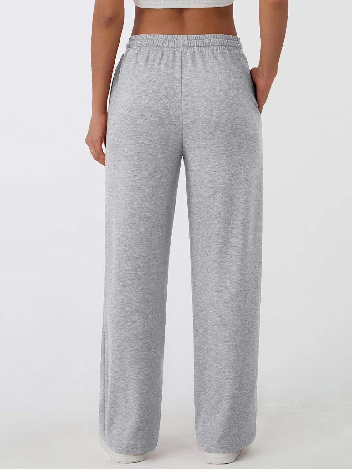 imageAUTOMET Lounge Pants Women Wide Leg Casual Sweatpants Baggy Workout Sweat Pajamas Pants Fall Fashion Outfits with PocketsGrey