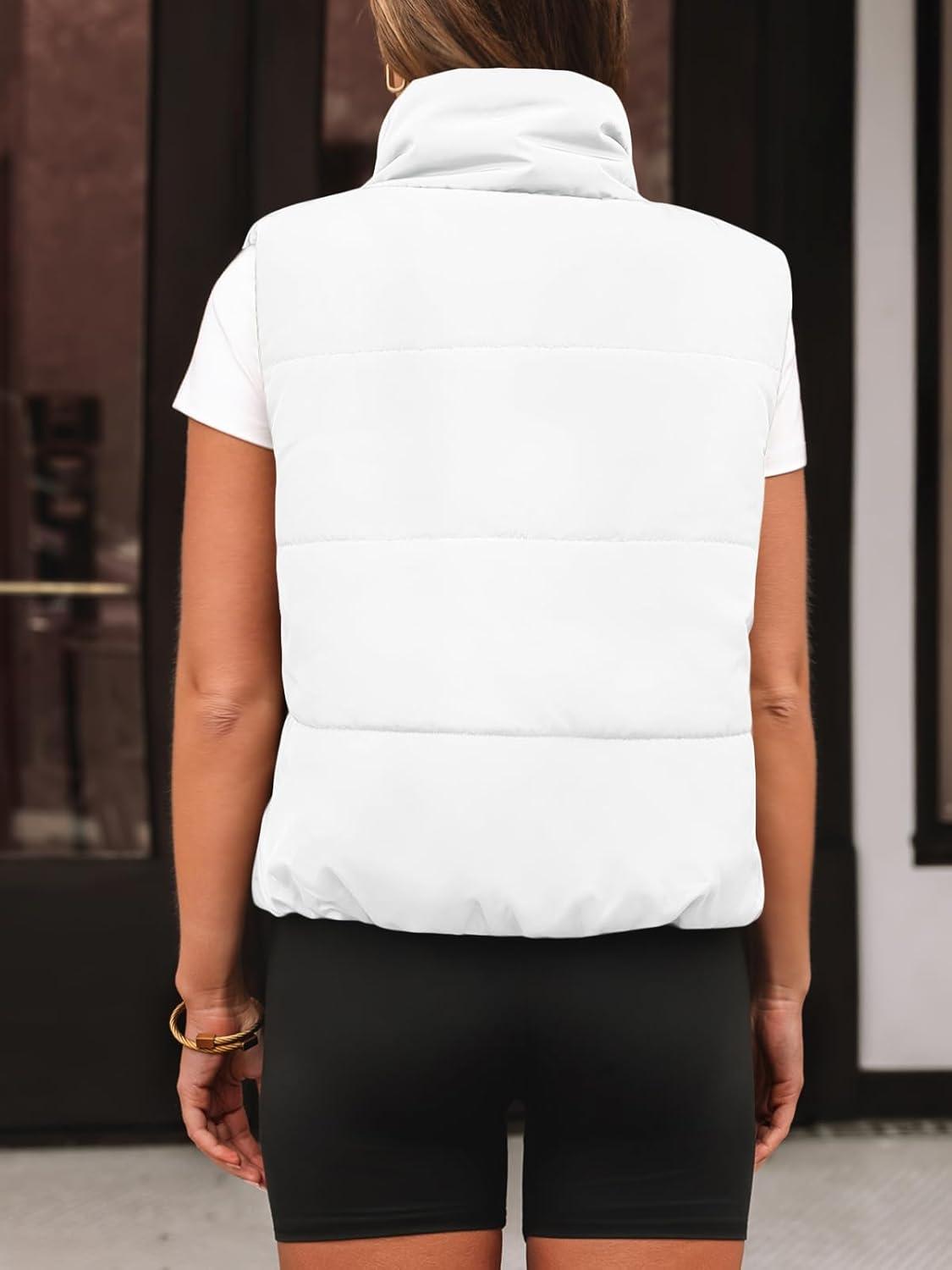 imageAUTOMET Puffer Vest Women Sleeveless Winter Clothing Cropped Outerwear Warm Puffy Fall Outfits Spring Fashion Vest Tops 2025White