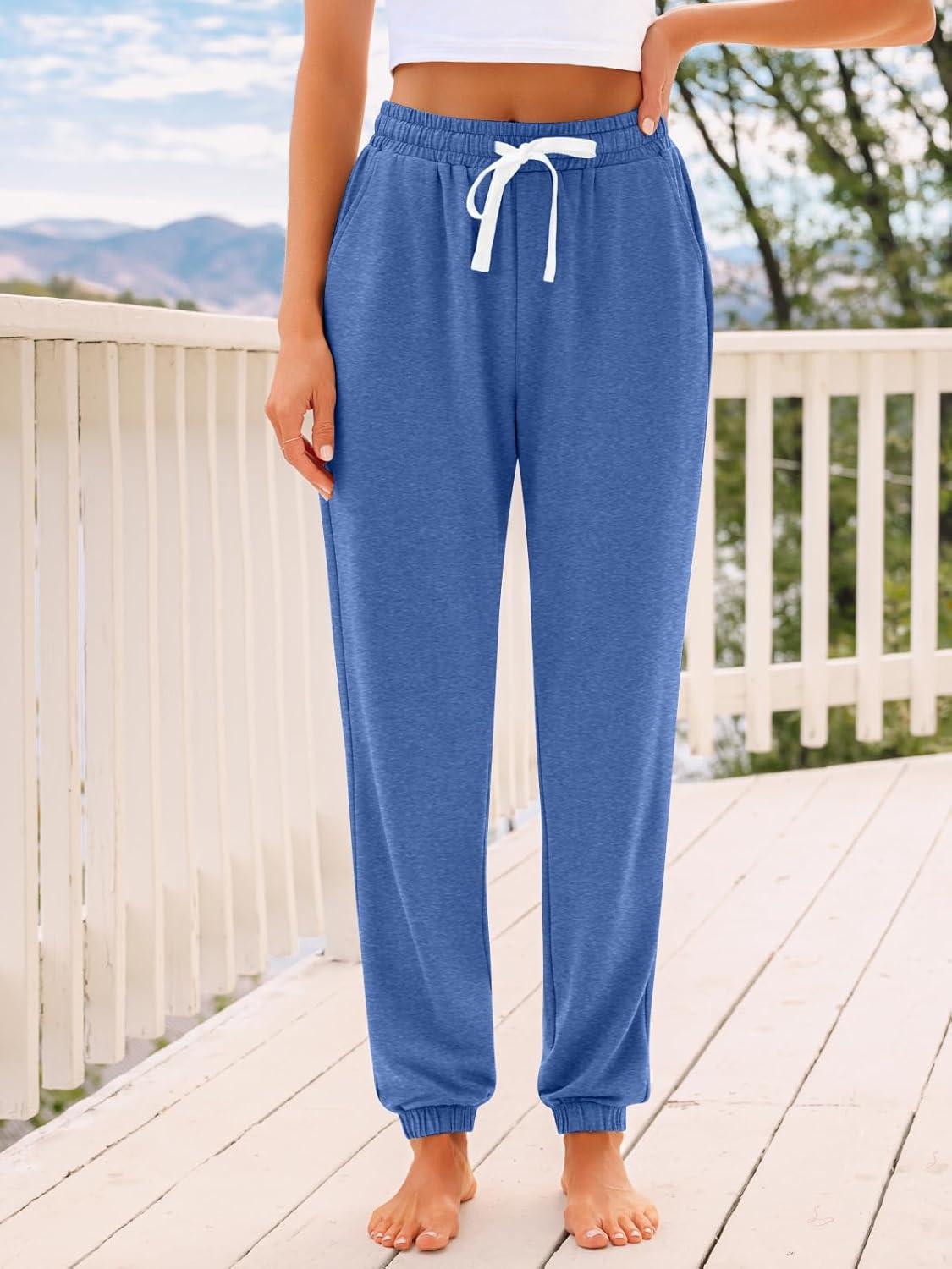 imageAUTOMET Sweatpants Women with Pockets Lounge Pajama Travel Pants Work Joggers Fall Clothes Winter Teachers Outfits 2025Blue