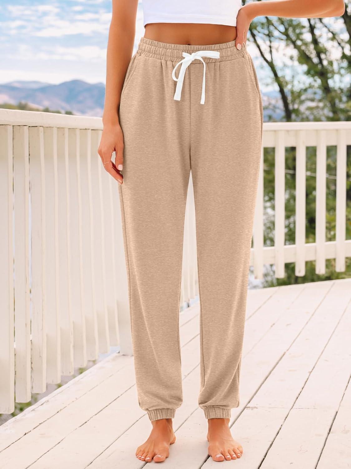 imageAUTOMET Sweatpants Women with Pockets Lounge Pajama Travel Pants Work Joggers Fall Clothes Winter Teachers Outfits 2025Camel