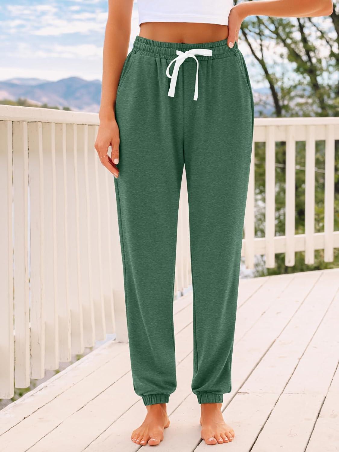 imageAUTOMET Sweatpants Women with Pockets Lounge Pajama Travel Pants Work Joggers Fall Clothes Winter Teachers Outfits 2025Green
