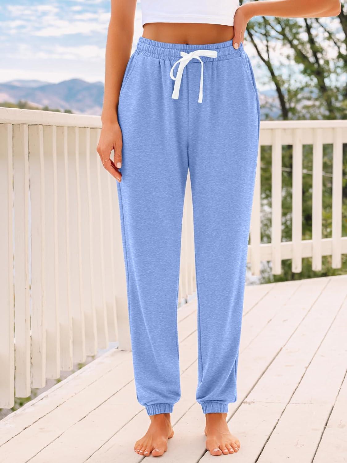 imageAUTOMET Sweatpants Women with Pockets Lounge Pajama Travel Pants Work Joggers Fall Clothes Winter Teachers Outfits 2025Lightblue