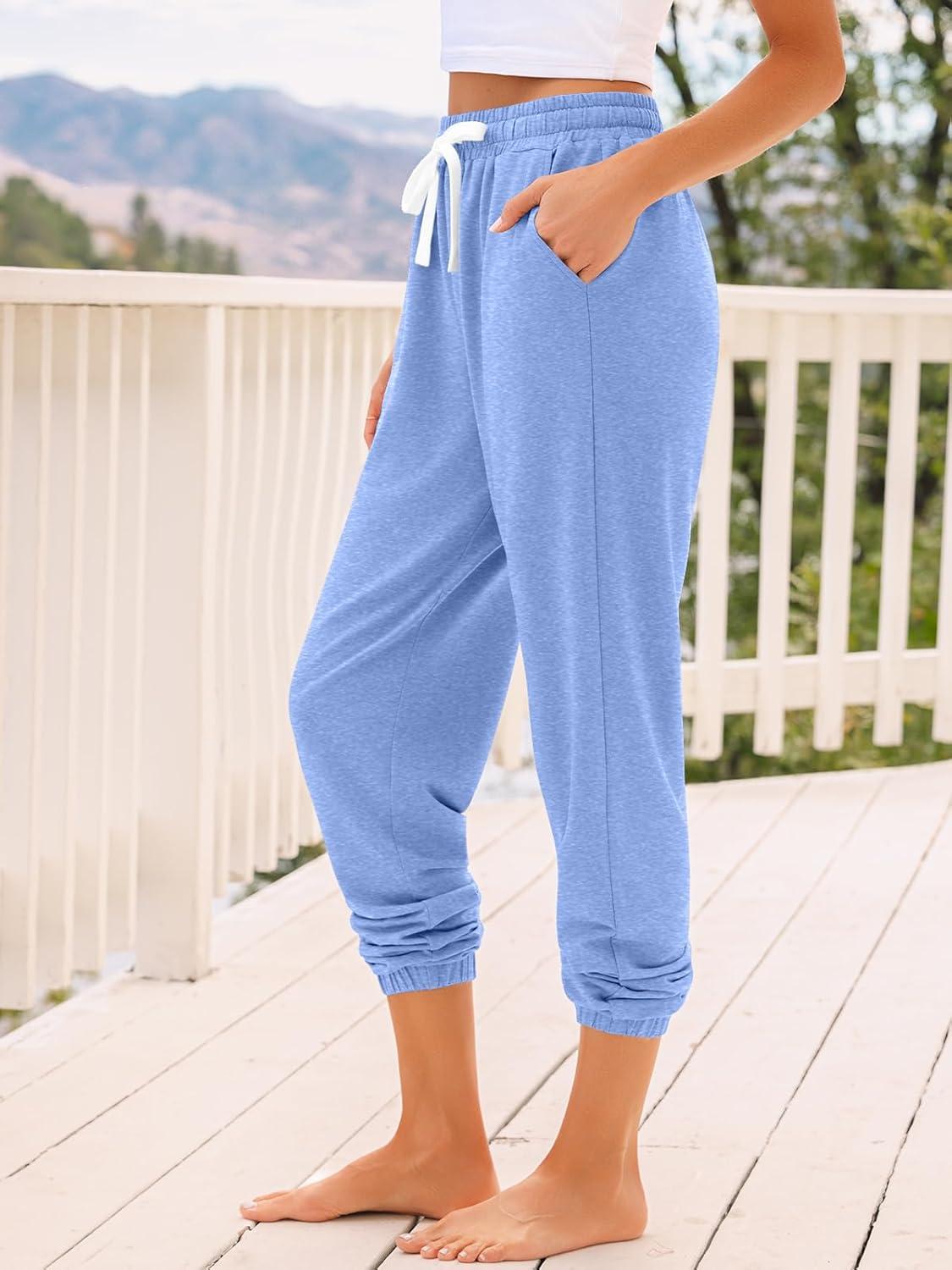 imageAUTOMET Sweatpants Women with Pockets Lounge Pajama Travel Pants Work Joggers Fall Clothes Winter Teachers Outfits 2025Lightblue