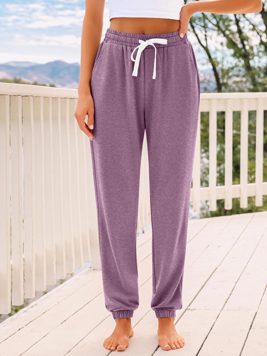 imageAUTOMET Sweatpants Women with Pockets Lounge Pajama Travel Pants Work Joggers Fall Clothes Winter Teachers Outfits 2025Lightpurple