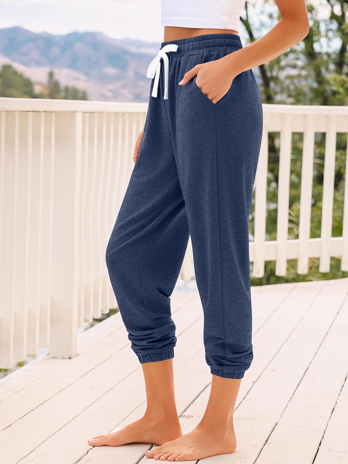 imageAUTOMET Sweatpants Women with Pockets Lounge Pajama Travel Pants Work Joggers Fall Clothes Winter Teachers Outfits 2025Navy Blue