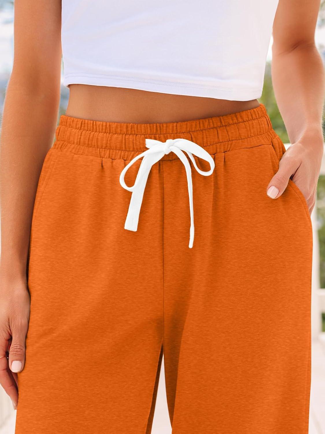 imageAUTOMET Sweatpants Women with Pockets Lounge Pajama Travel Pants Work Joggers Fall Clothes Winter Teachers Outfits 2025Orange