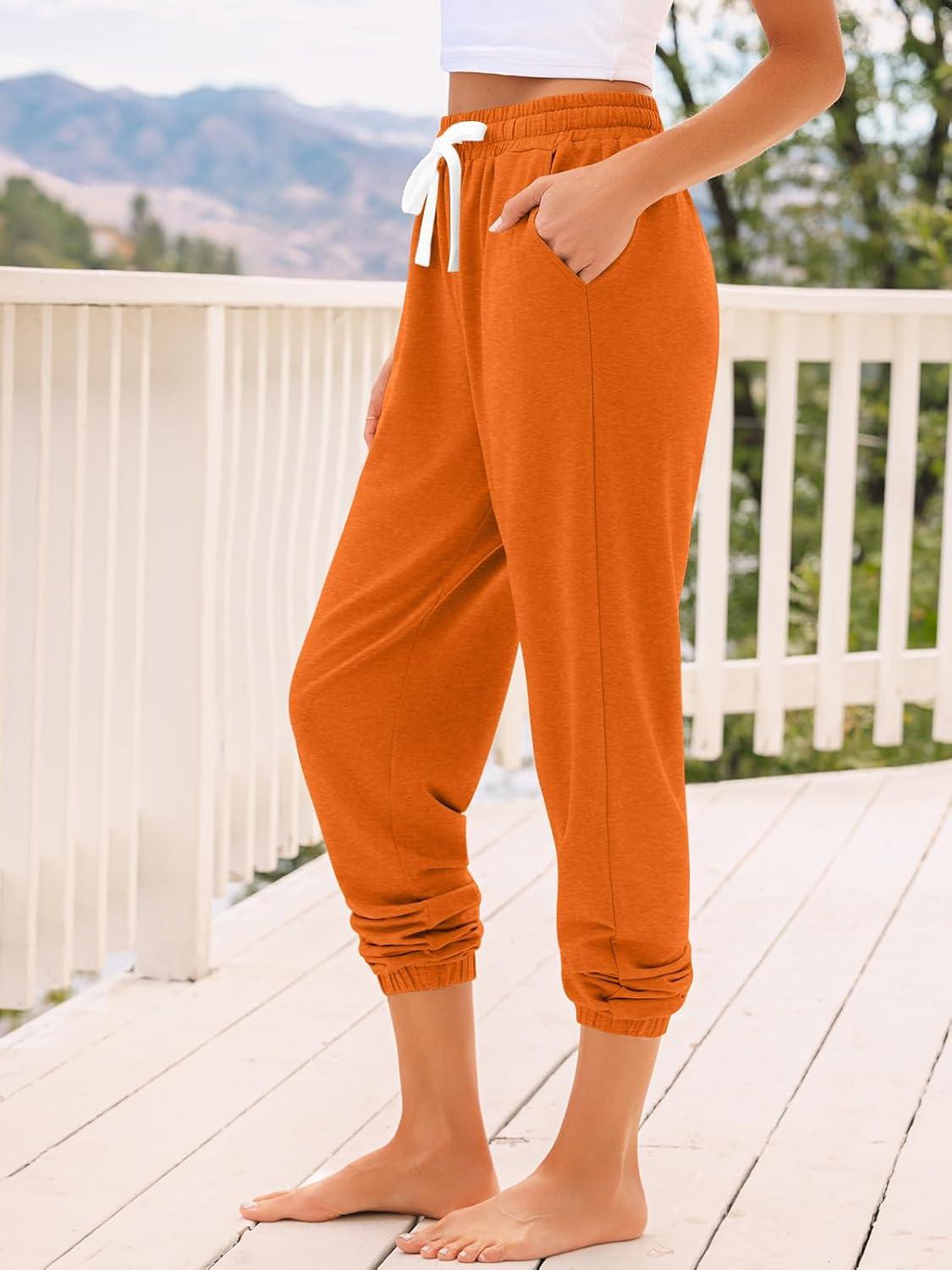 imageAUTOMET Sweatpants Women with Pockets Lounge Pajama Travel Pants Work Joggers Fall Clothes Winter Teachers Outfits 2025Orange