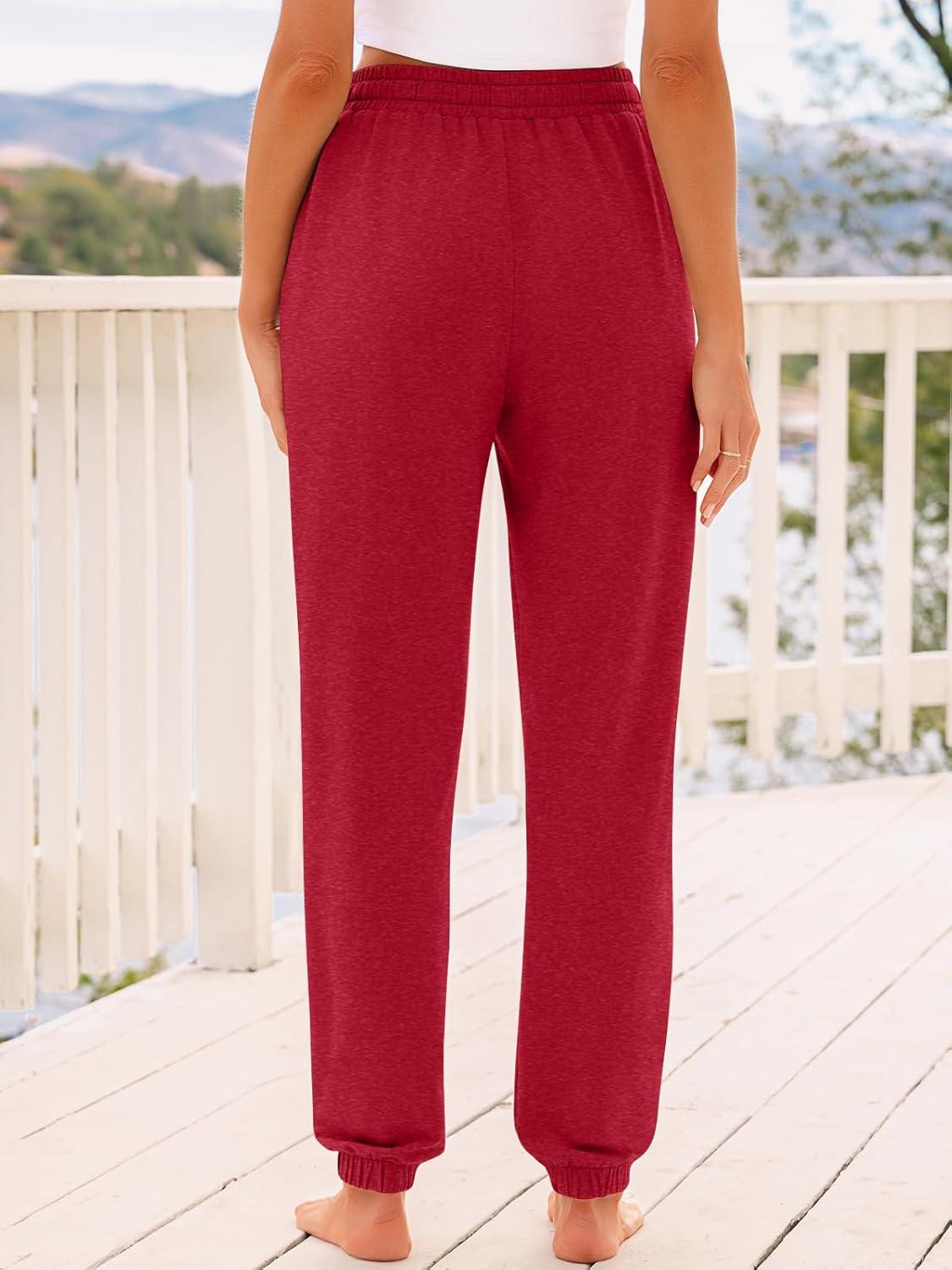 imageAUTOMET Sweatpants Women with Pockets Lounge Pajama Travel Pants Work Joggers Fall Clothes Winter Teachers Outfits 2025Red