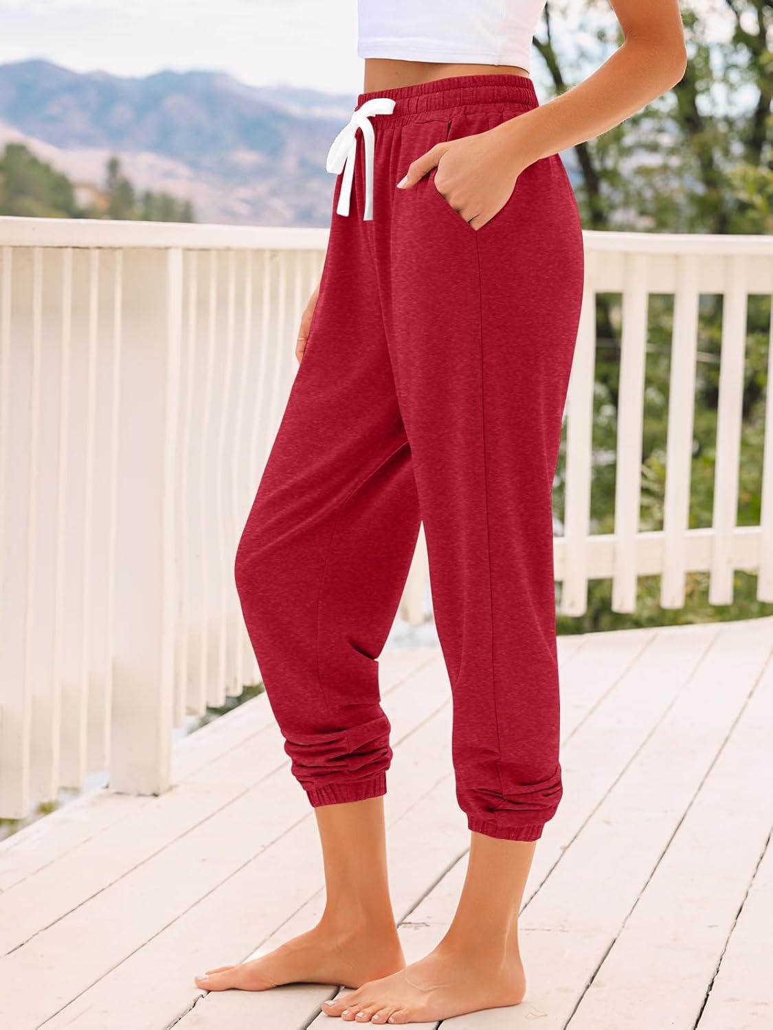 imageAUTOMET Sweatpants Women with Pockets Lounge Pajama Travel Pants Work Joggers Fall Clothes Winter Teachers Outfits 2025Red