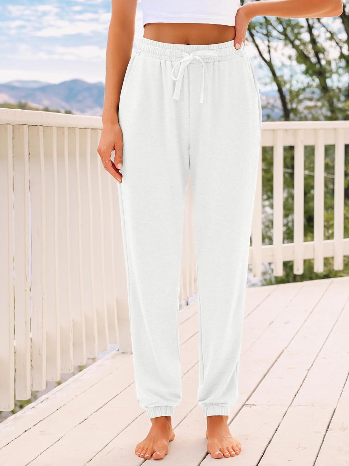 imageAUTOMET Sweatpants Women with Pockets Lounge Pajama Travel Pants Work Joggers Fall Clothes Winter Teachers Outfits 2025White