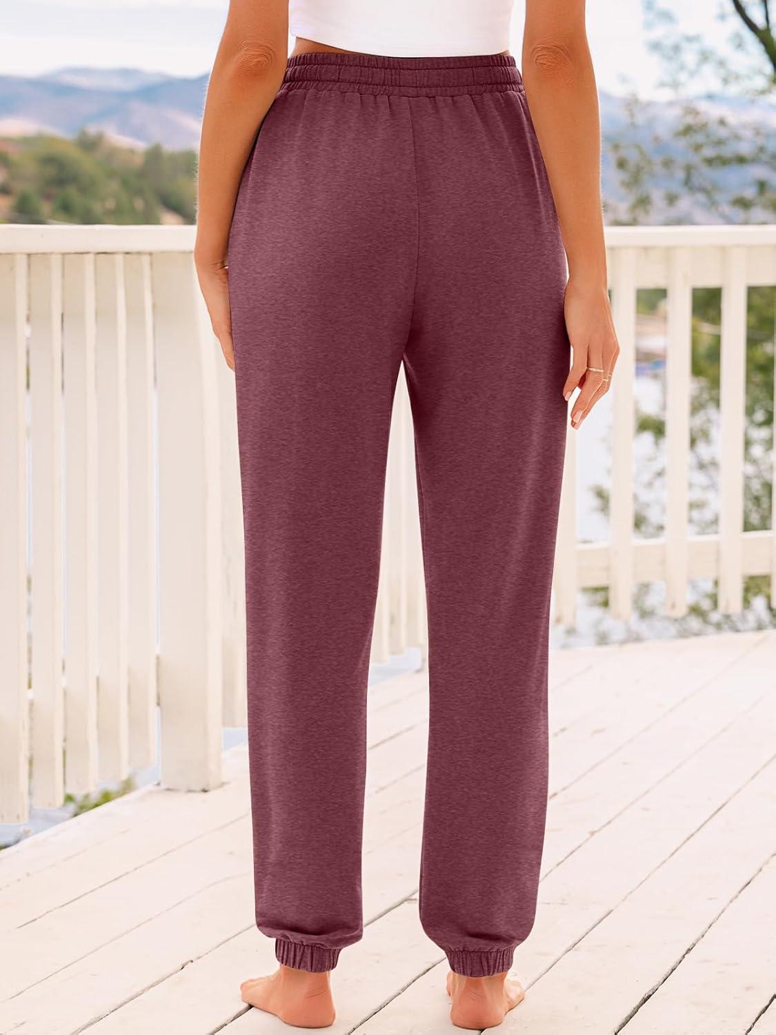 imageAUTOMET Sweatpants Women with Pockets Lounge Pajama Travel Pants Work Joggers Fall Clothes Winter Teachers Outfits 2025Wine Red