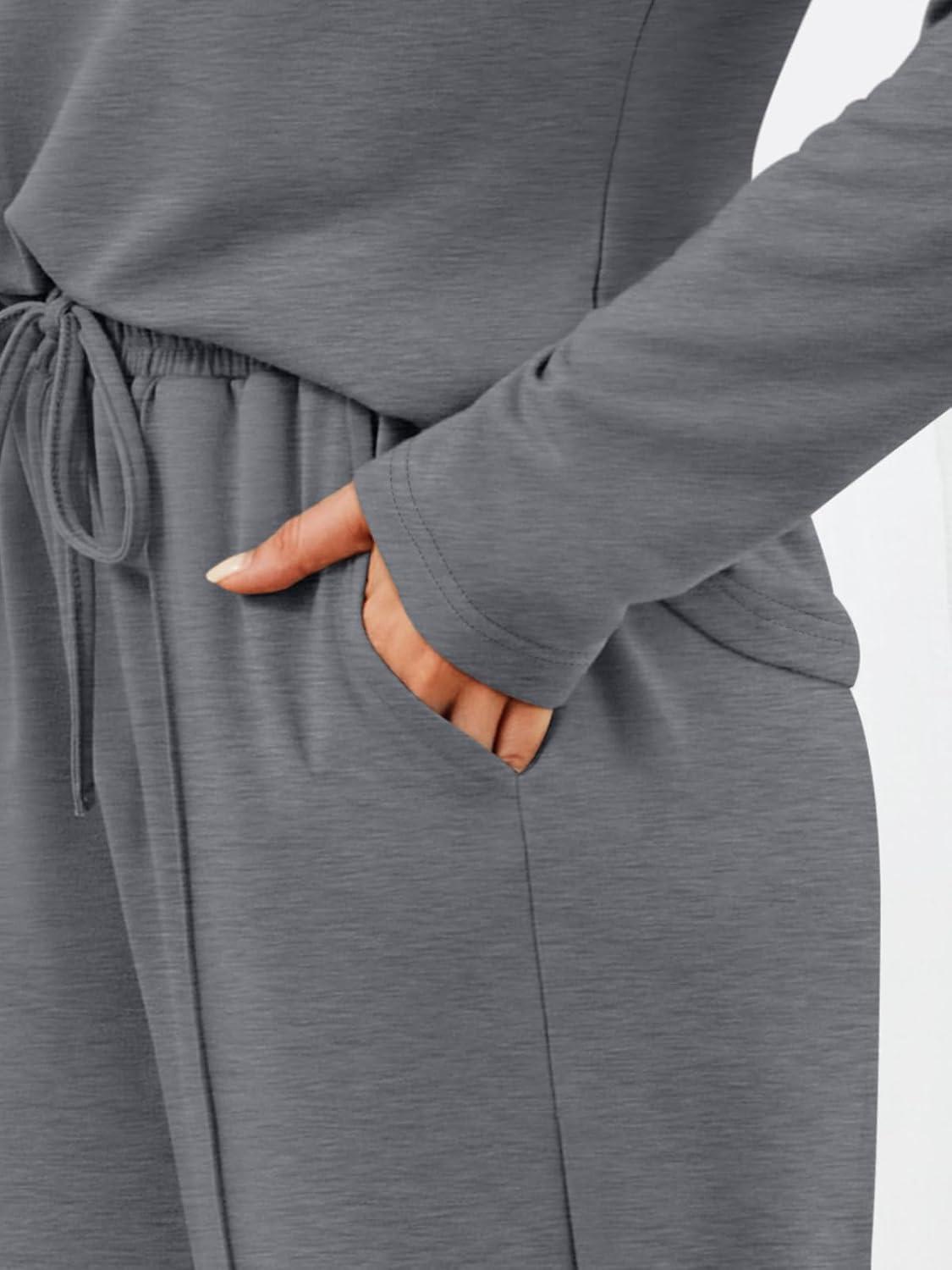 imageAUTOMET Sweatsuits Women 2 Piece Outfit Fashion Travel Lounge Sets With Wide Leg Pants Airport Track Suits Fall Clothes 2025Darkgrey