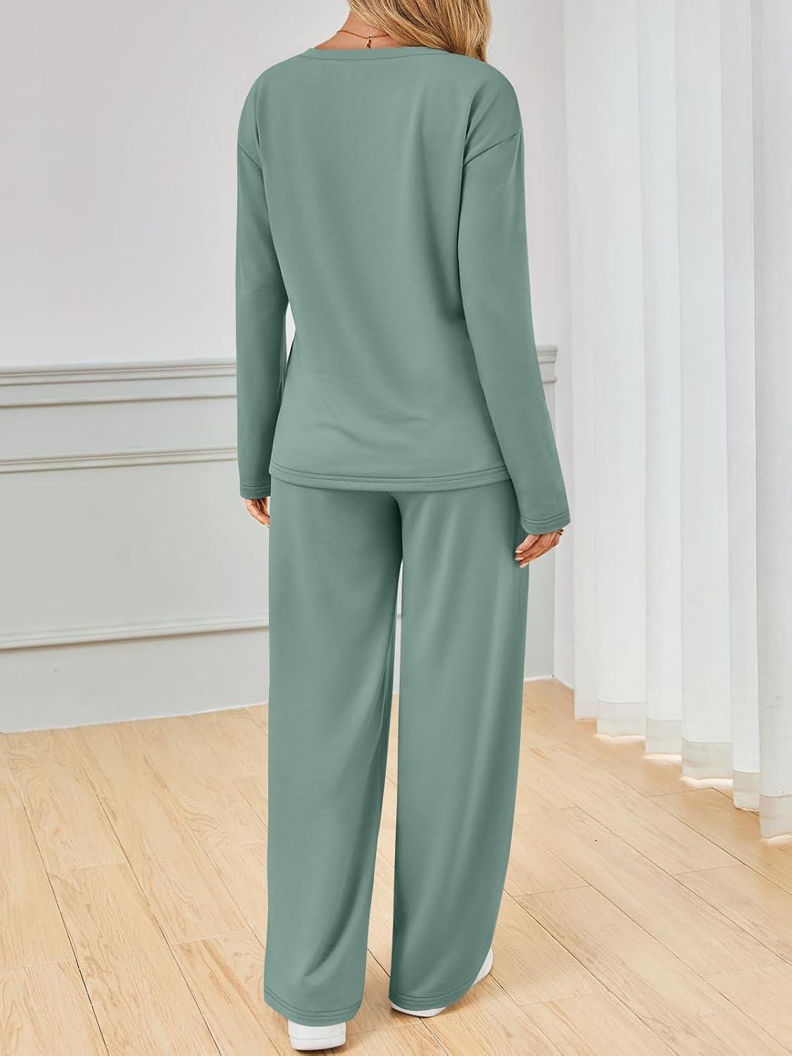 imageAUTOMET Sweatsuits Women 2 Piece Outfit Fashion Travel Lounge Sets With Wide Leg Pants Airport Track Suits Fall Clothes 2025Green