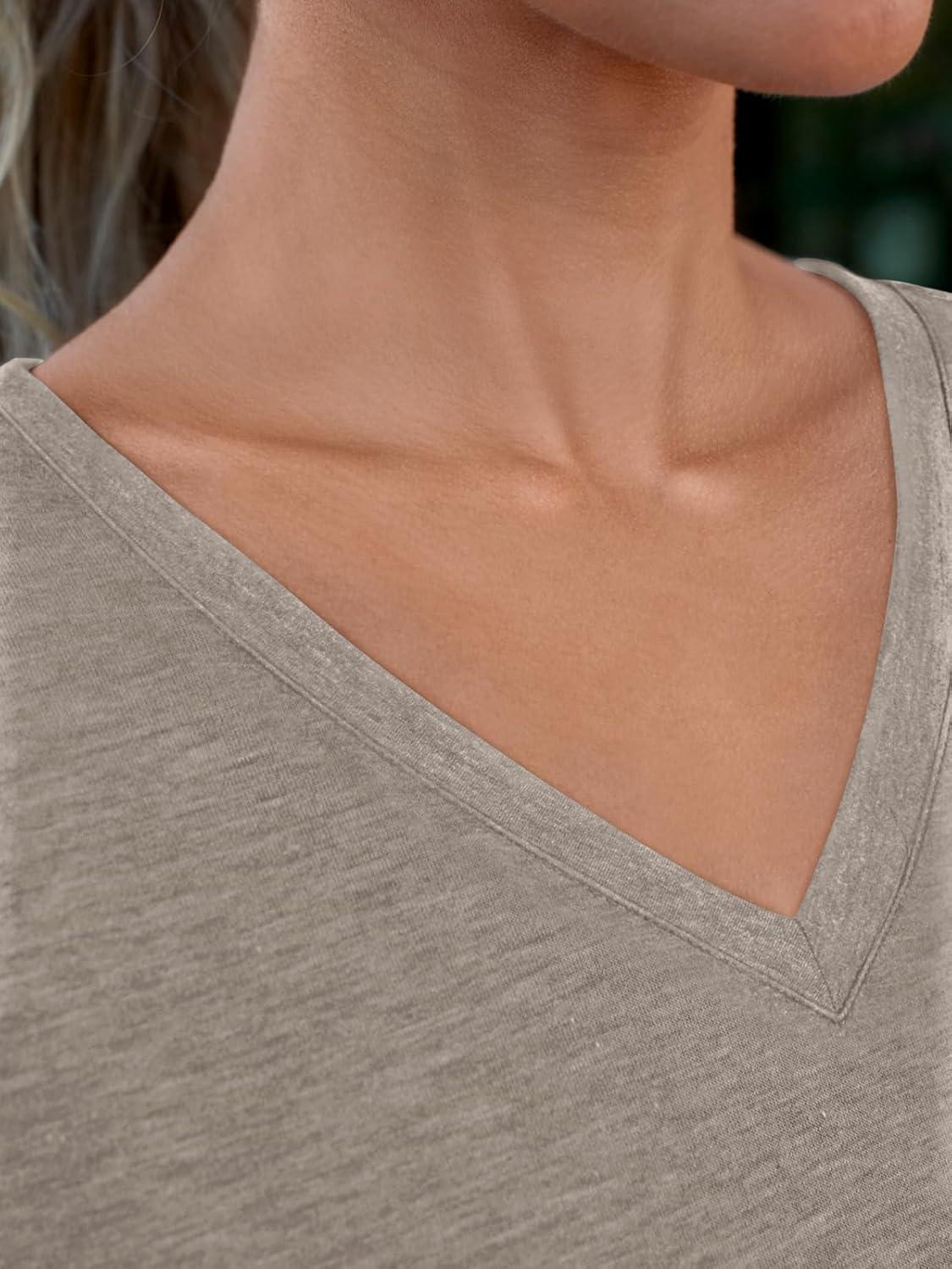 imageAUTOMET TShirts Short Sleeve V Neck Tees Tops for Women Fashion Trendy Lightweight Soft Casual Summer Outfits Clothes 2025Coffegrey