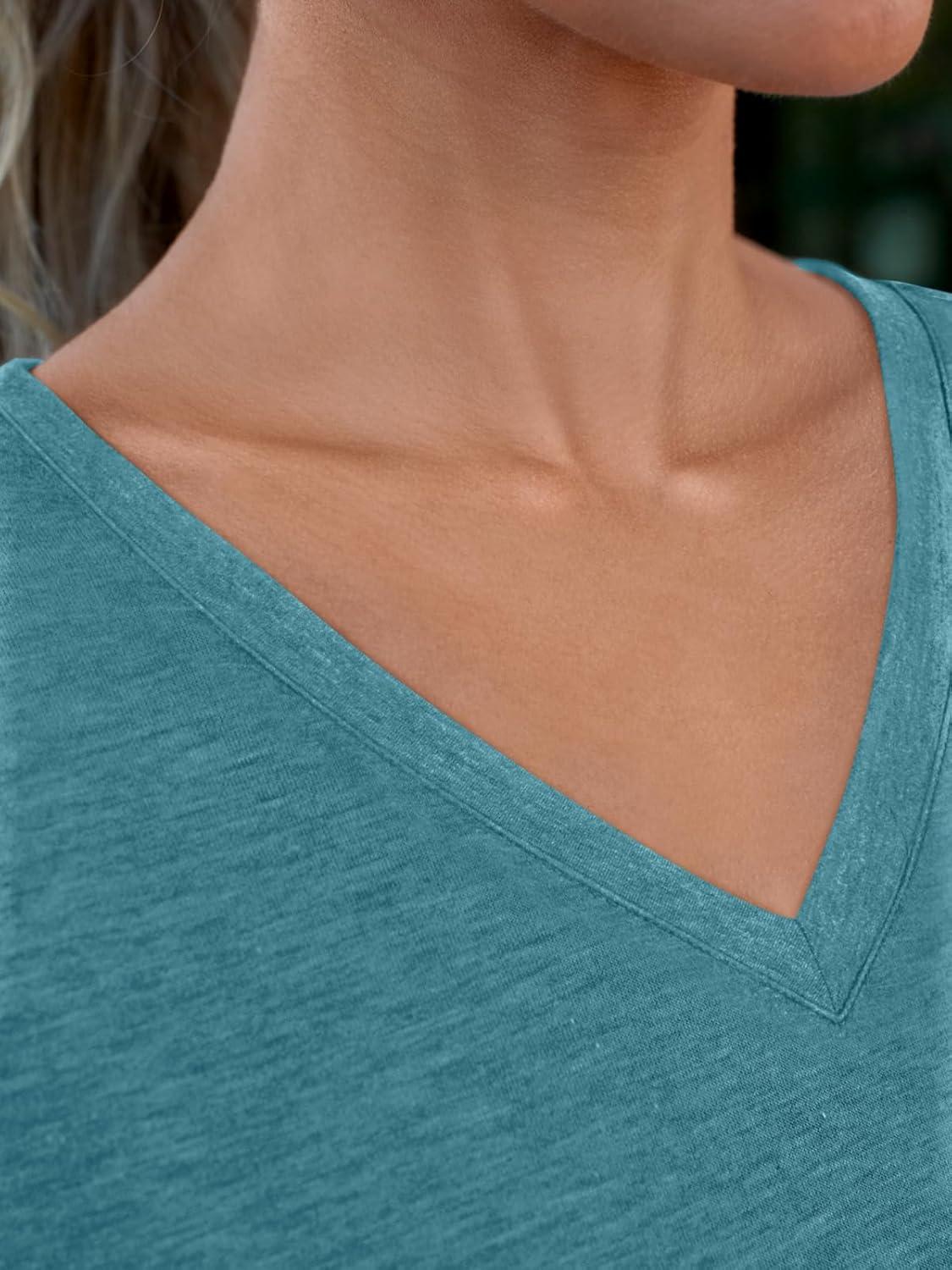 imageAUTOMET TShirts Short Sleeve V Neck Tees Tops for Women Fashion Trendy Lightweight Soft Casual Summer Outfits Clothes 2025Darkblue