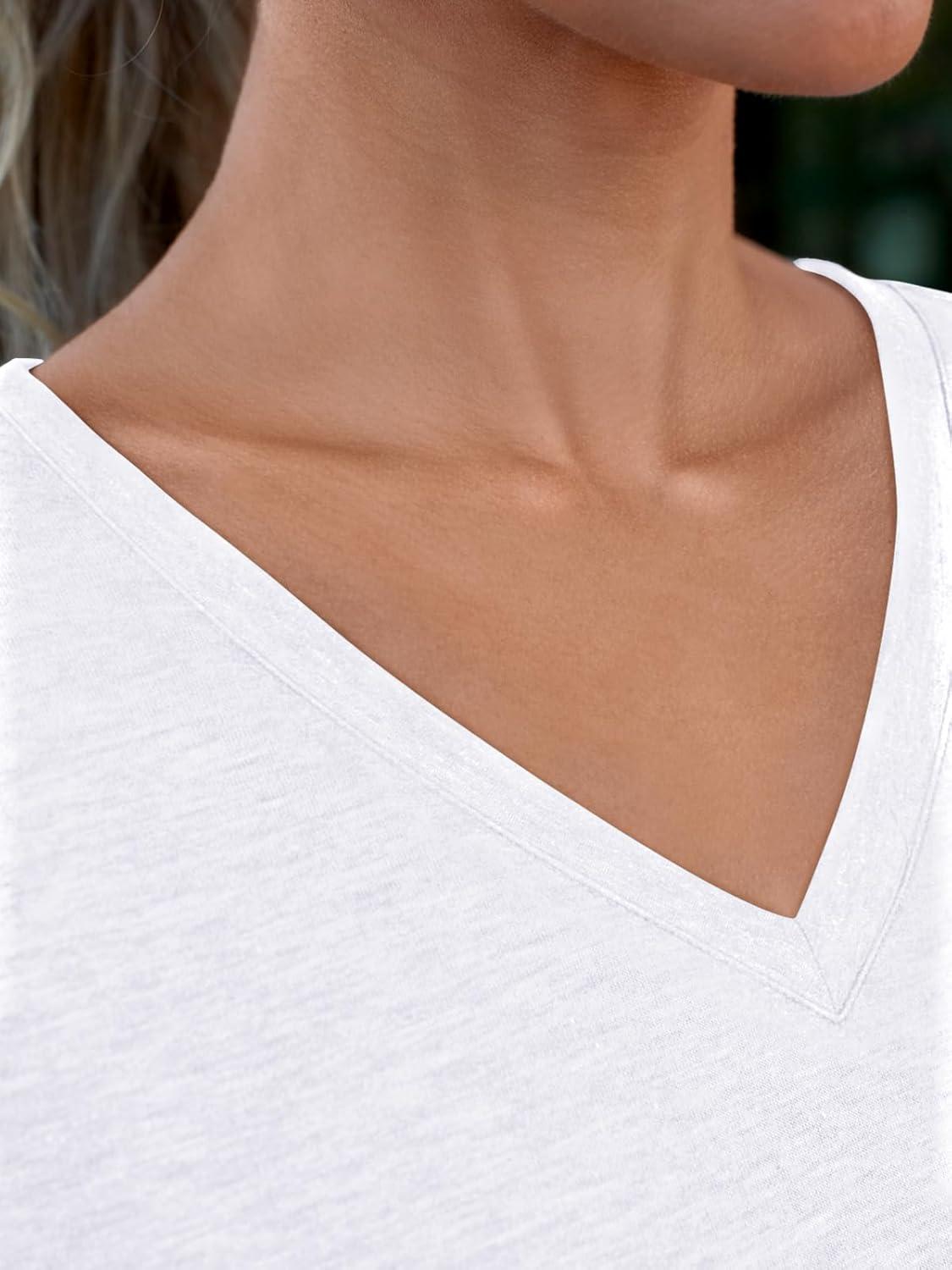 imageAUTOMET TShirts Short Sleeve V Neck Tees Tops for Women Fashion Trendy Lightweight Soft Casual Summer Outfits Clothes 2025White