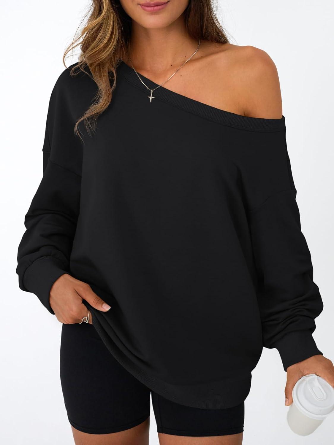 imageAUTOMET Women Off the Shoulder Sweatshirt Oversized Tops Fall Outfits 2025 Y2k Clothes Fashion Clothing Trendy TopBlack