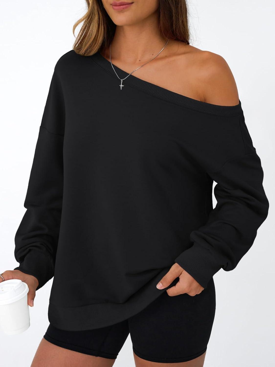 imageAUTOMET Women Off the Shoulder Sweatshirt Oversized Tops Fall Outfits 2025 Y2k Clothes Fashion Clothing Trendy TopBlack
