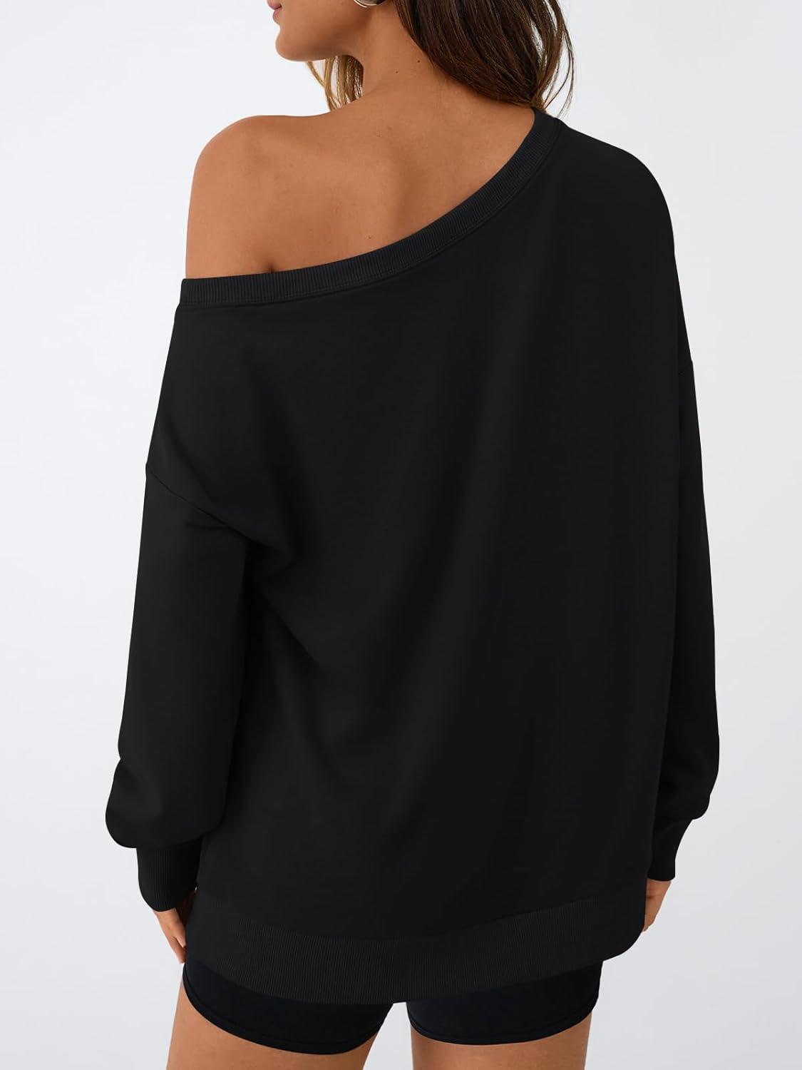 imageAUTOMET Women Off the Shoulder Sweatshirt Oversized Tops Fall Outfits 2025 Y2k Clothes Fashion Clothing Trendy TopBlack