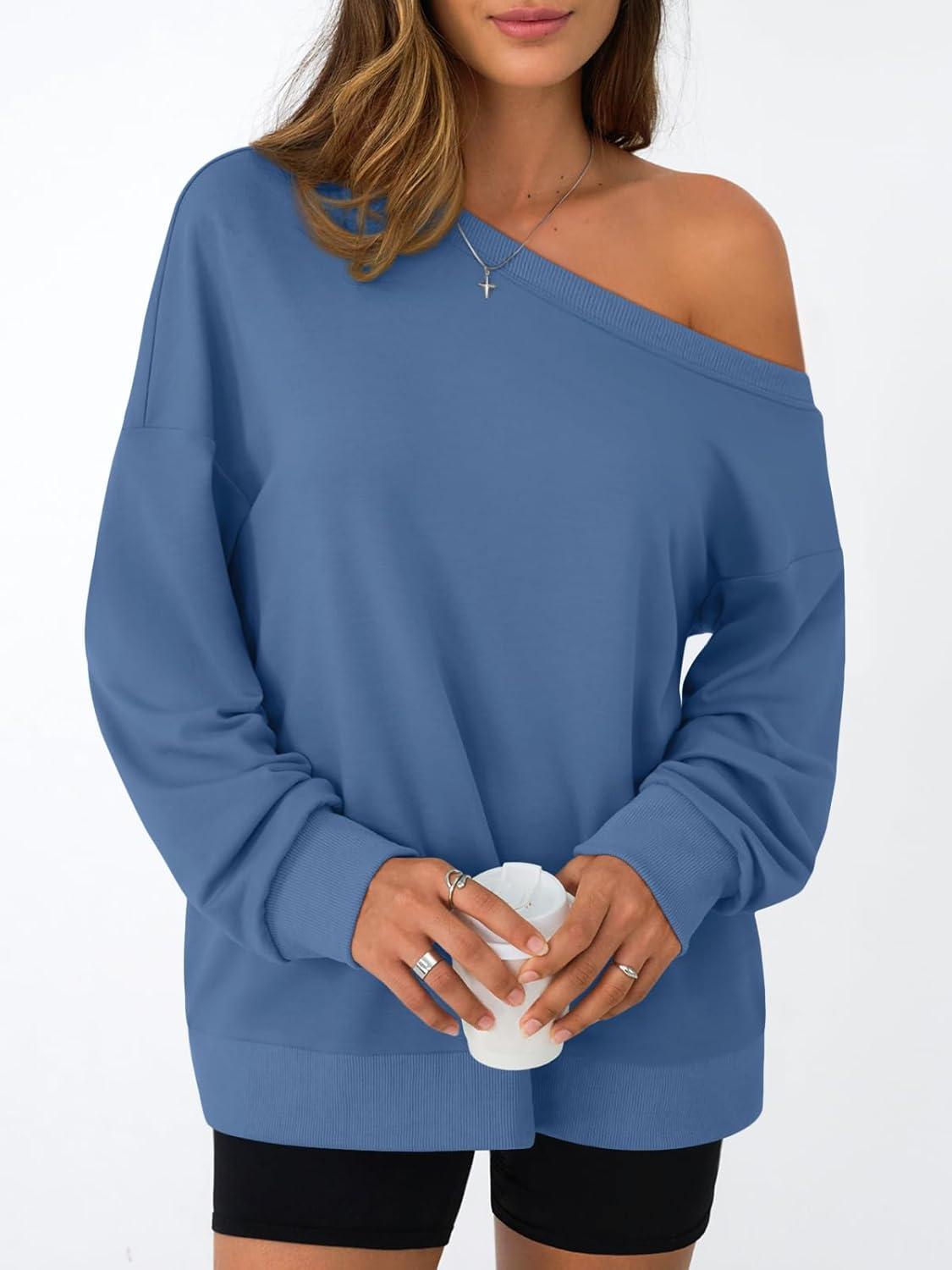 imageAUTOMET Women Off the Shoulder Sweatshirt Oversized Tops Fall Outfits 2025 Y2k Clothes Fashion Clothing Trendy TopBlue